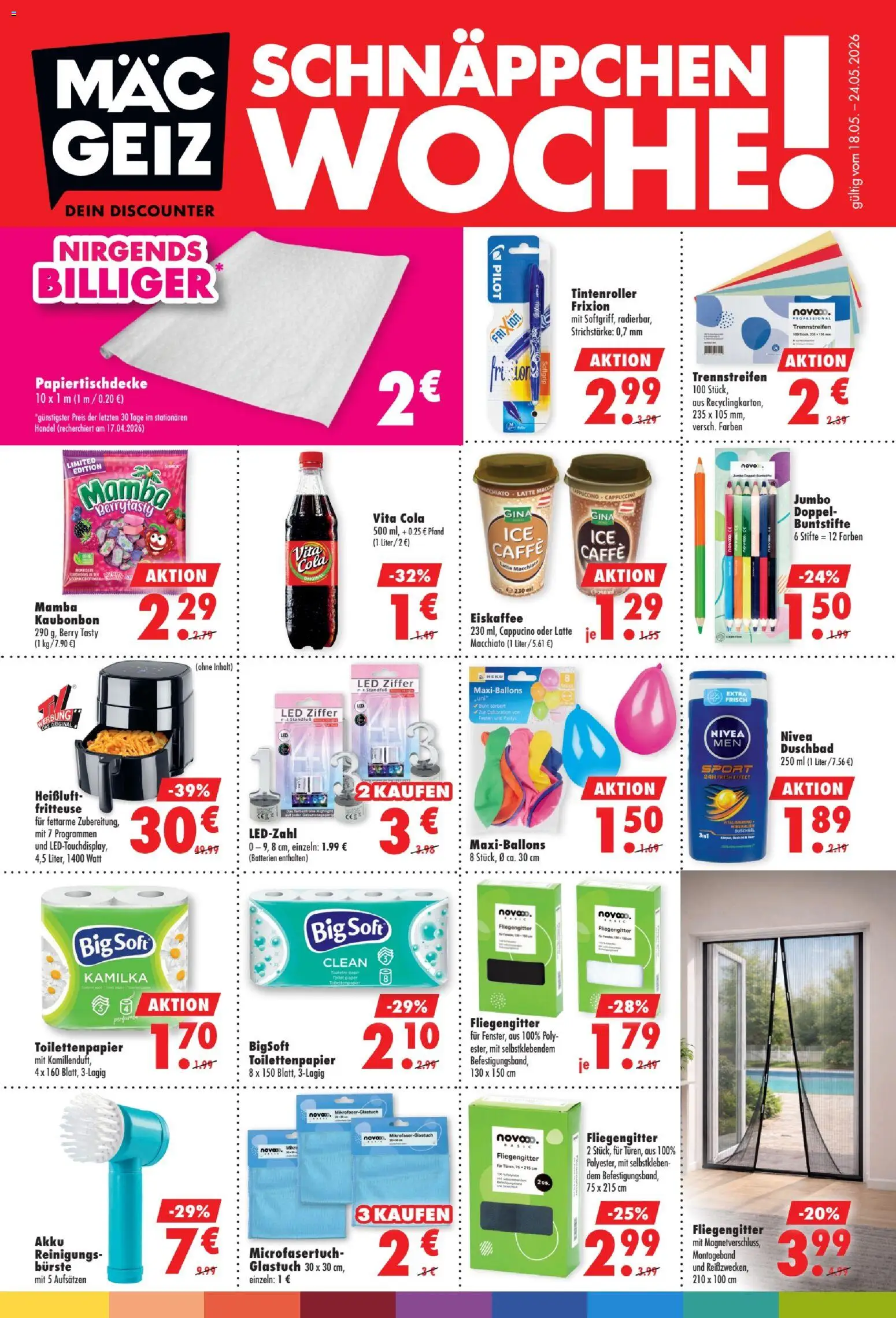 Mäc Geiz Prospekt 	 – gültig ab 18.05.2026 | Seite: 1 | Produkte: Cola, Batterien, Vita cola, Fritteuse