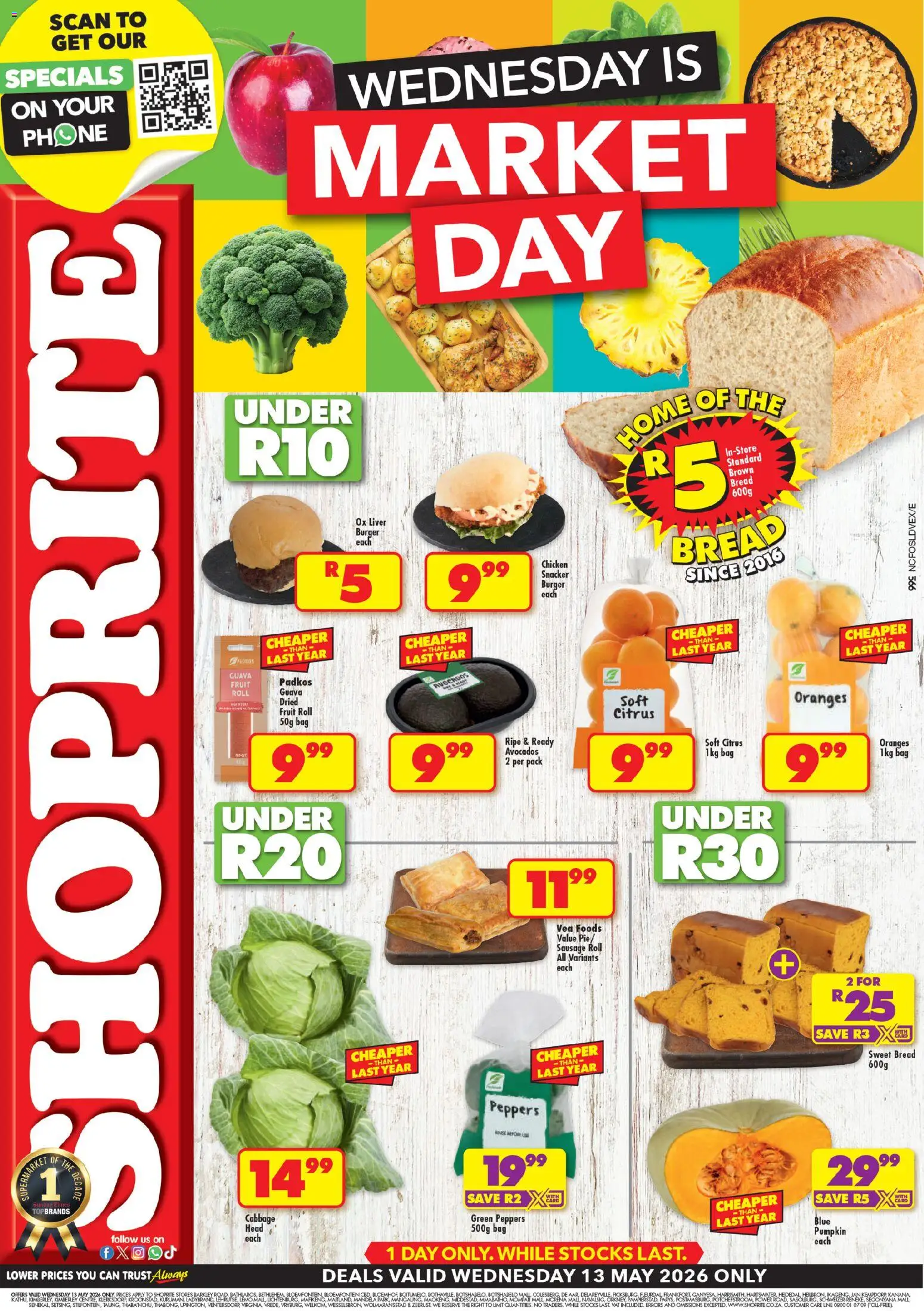 New Shoprite catalogue – valid from 13.05.2026 | Page: 1 | Products: Oranges, Fruit, Pepper, Sausage