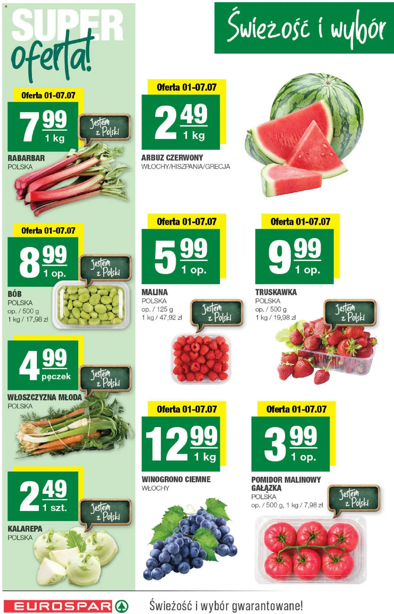 Spar gazetka - Eurospar od 01.07.2026 | Strona: 2 | Produkty: Pomidor malinowy, Arbuz, Malina, Kalarepa