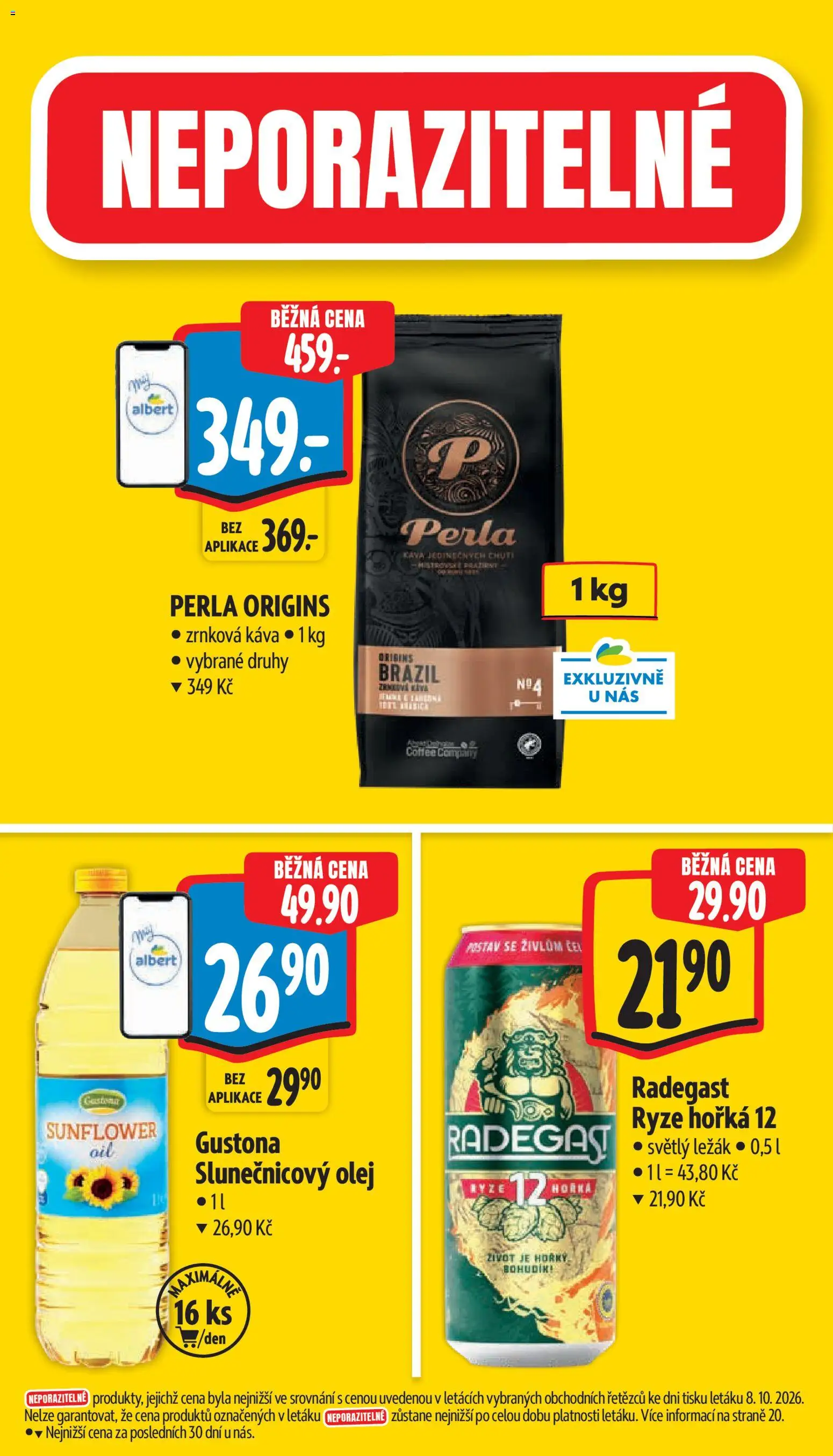 Albert leták - Supermarket od 14.10.2026 | Strana: 5 | Produkty: Rýže, Radegast, Slunečnicový olej, Perla