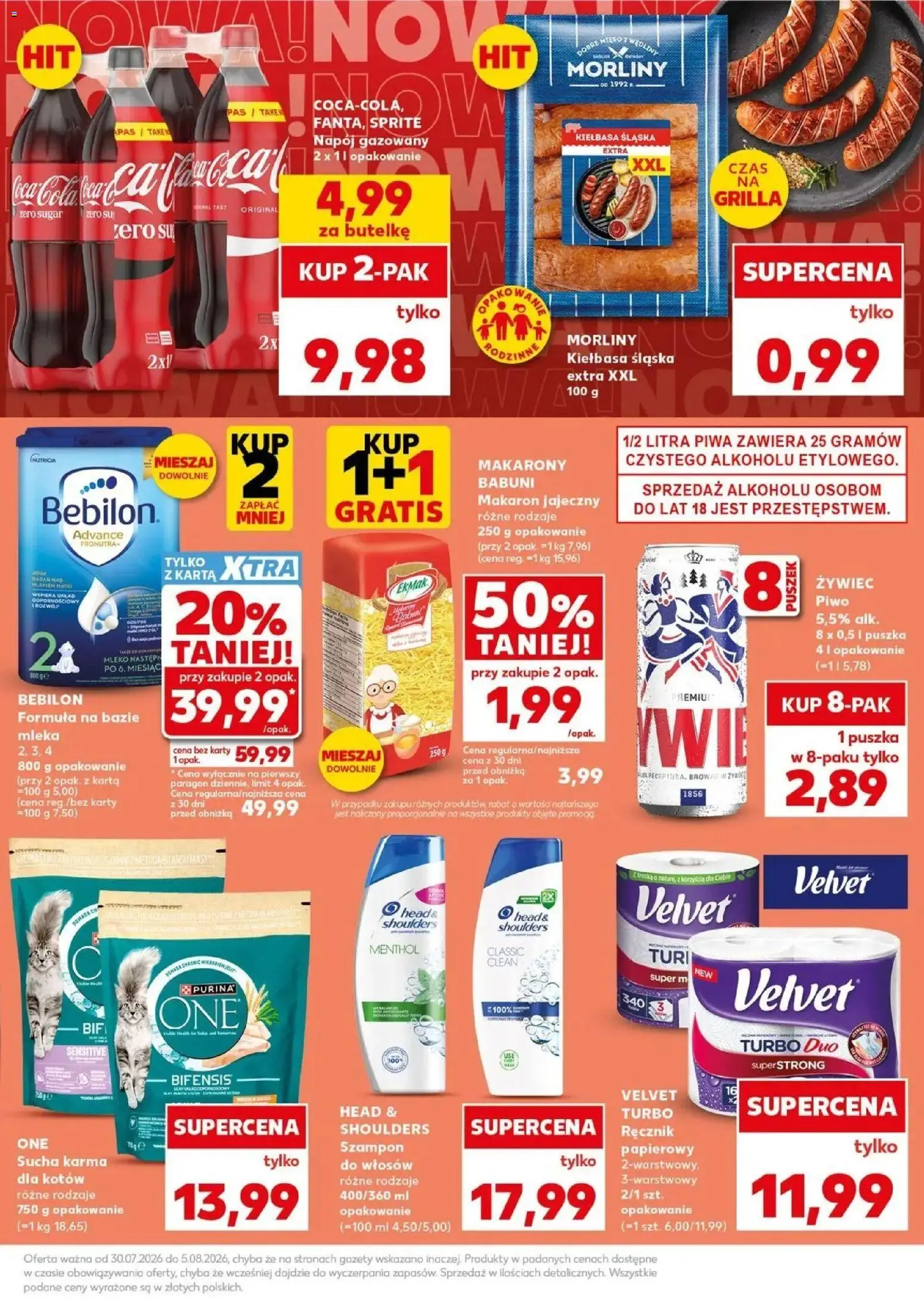Kaufland gazetka - Mocny start od 03.08.2026 | Strona: 11 | Produkty: Kiełbasa, Head & Shoulders, Piwo, Karma