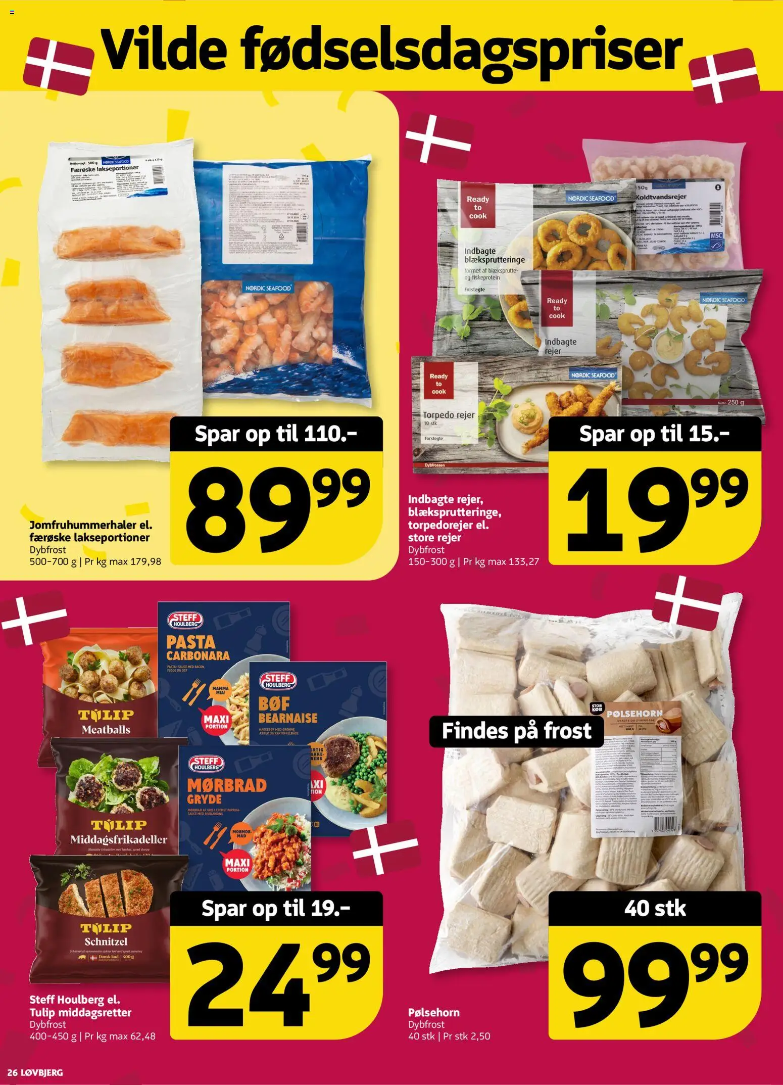 Løvbjerg tilbudsavis – gyldig fra 28/08/2026 | Side: 26 | Produkter: Pølsehorn, Pasta, Bacon, Rejer