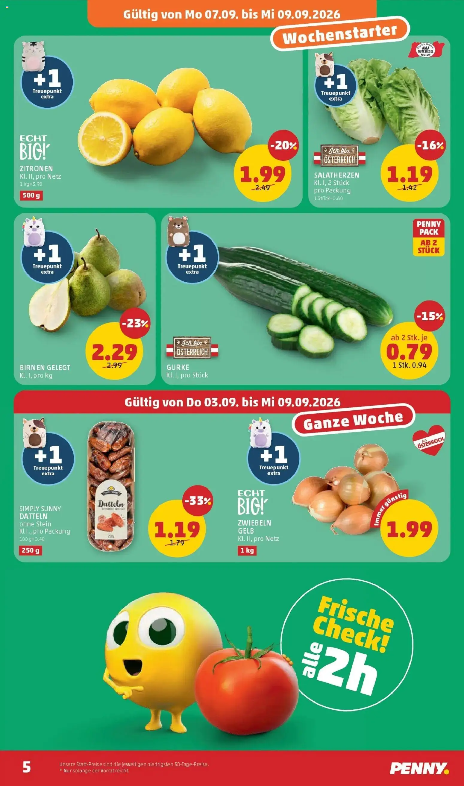 Penny Markt Die ganze Woche sparen ab (03.09.2026) - Angebote, Prospekt | Seite: 5 | Produkte: Zwiebeln, Gurke