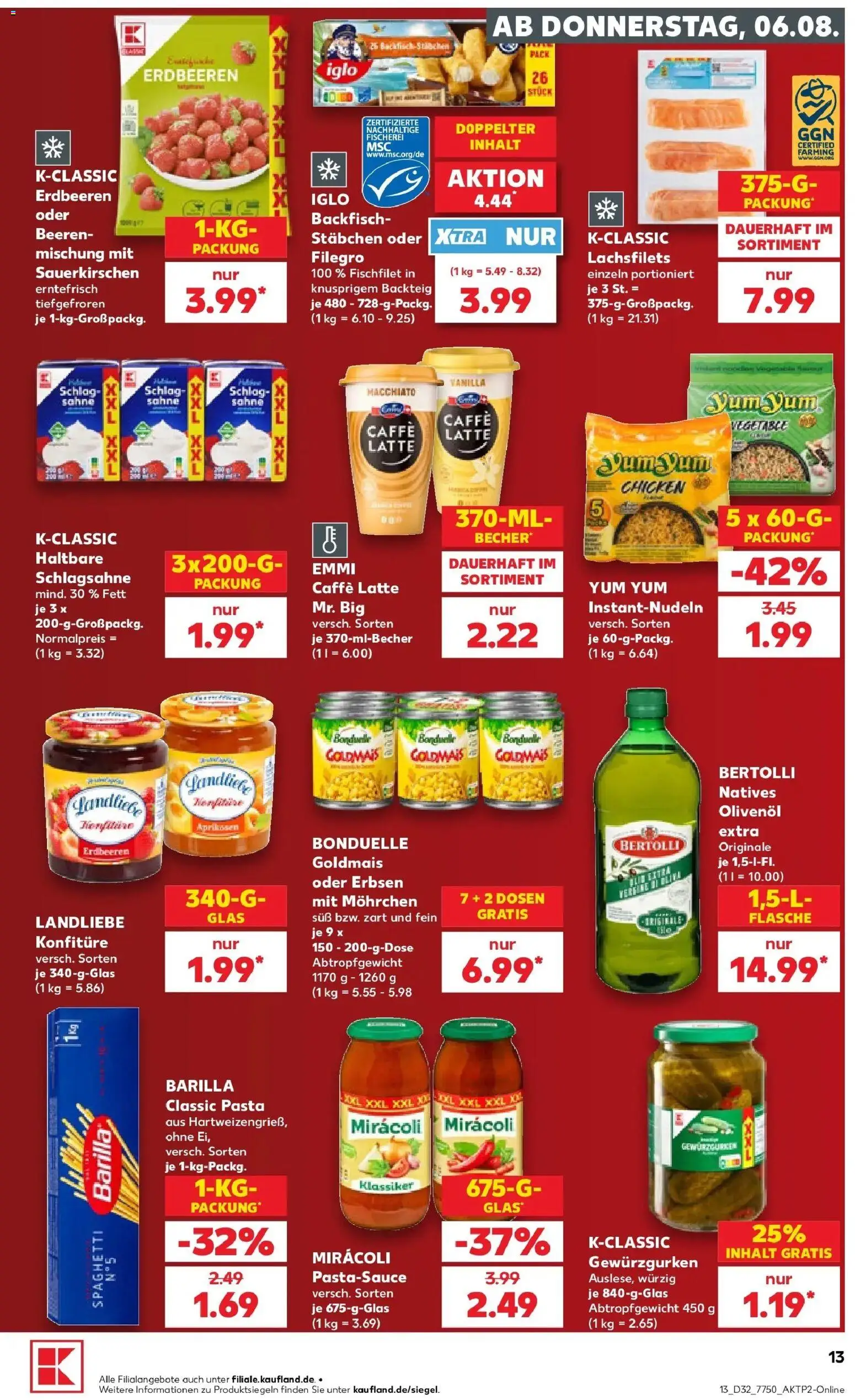 Kaufland Prospekt Weiden In Der Oberpfalz – gültig ab 03.08.2026 | Seite: 22 | Produkte: Schlagsahne, Olivenol, Erdbeeren, Erbsen