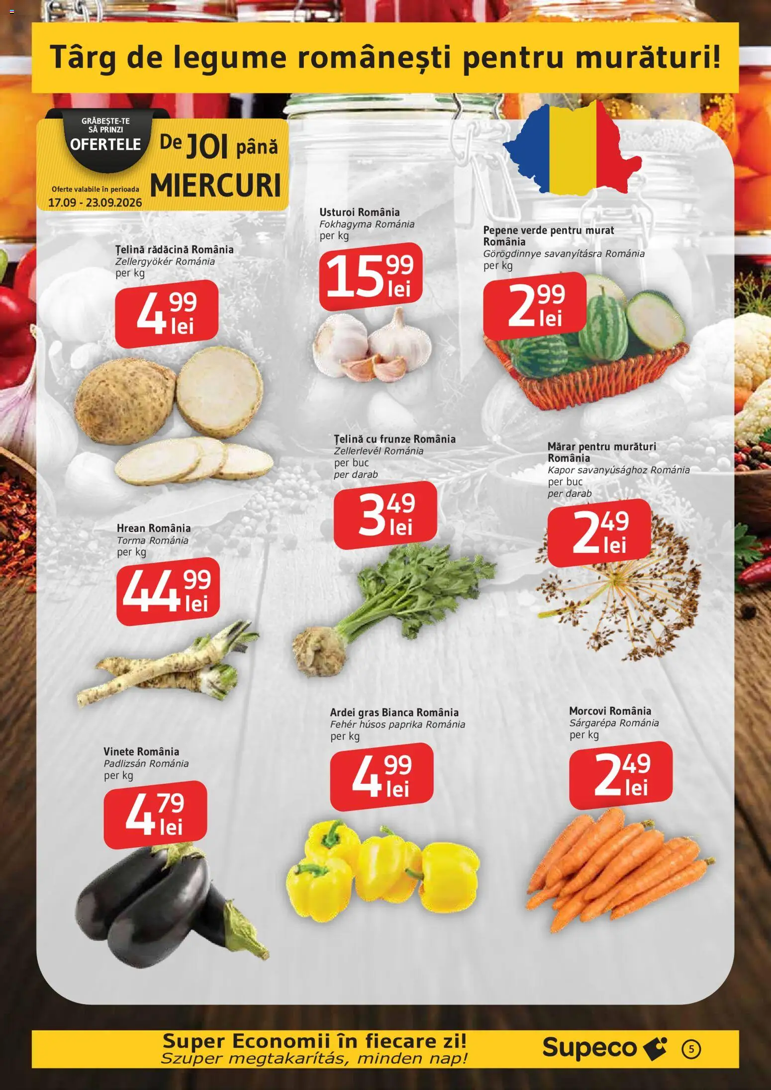 Noul catalog Supeco – valabil de la 17.09.2026 | Pagină: 5 | Produse: Pepene Verde, Țelină, Legume, Usturoi