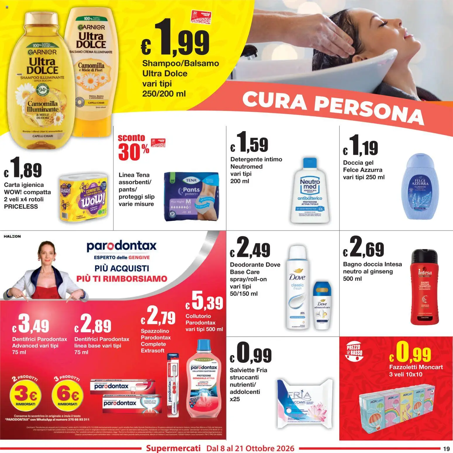 Volantino Sì con Te del 08/10/2026 | Pagina: 19 | Prodotti: Proteggi slip, Detergente, Intimo, Slip