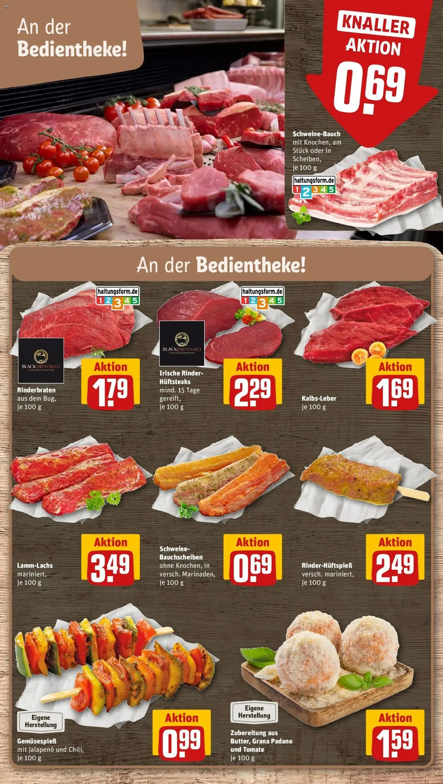 REWE Prospekt ab 17.08.2026 zum Blättern » Angebote | Seite: 10 | Produkte: Rinderbraten, Grana Padano, Schweinebauch, Kalbsleber