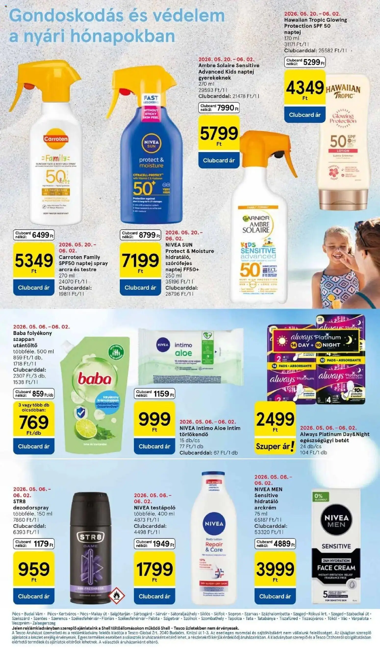 Tesco akciós ujság - amely érvényes a következő dátumtól: 28.05.2026 | Oldal: 27 | Termékek: Body, Naptej, Folyékony szappan, Szappan