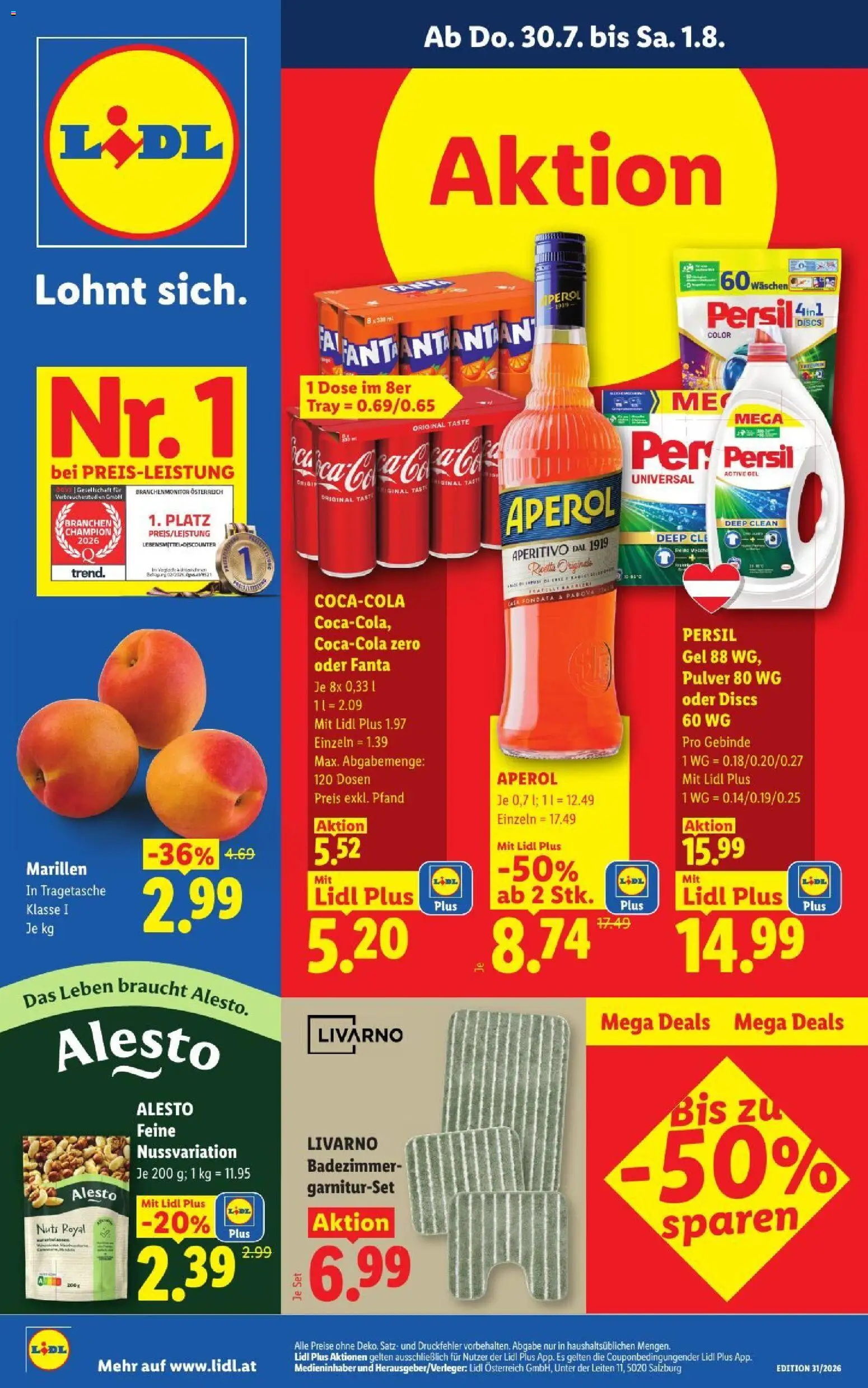 Lidl - Flugblatt gültig ab 30.07.2026 | Seite: 1 | Produkte: Aperol, Fanta