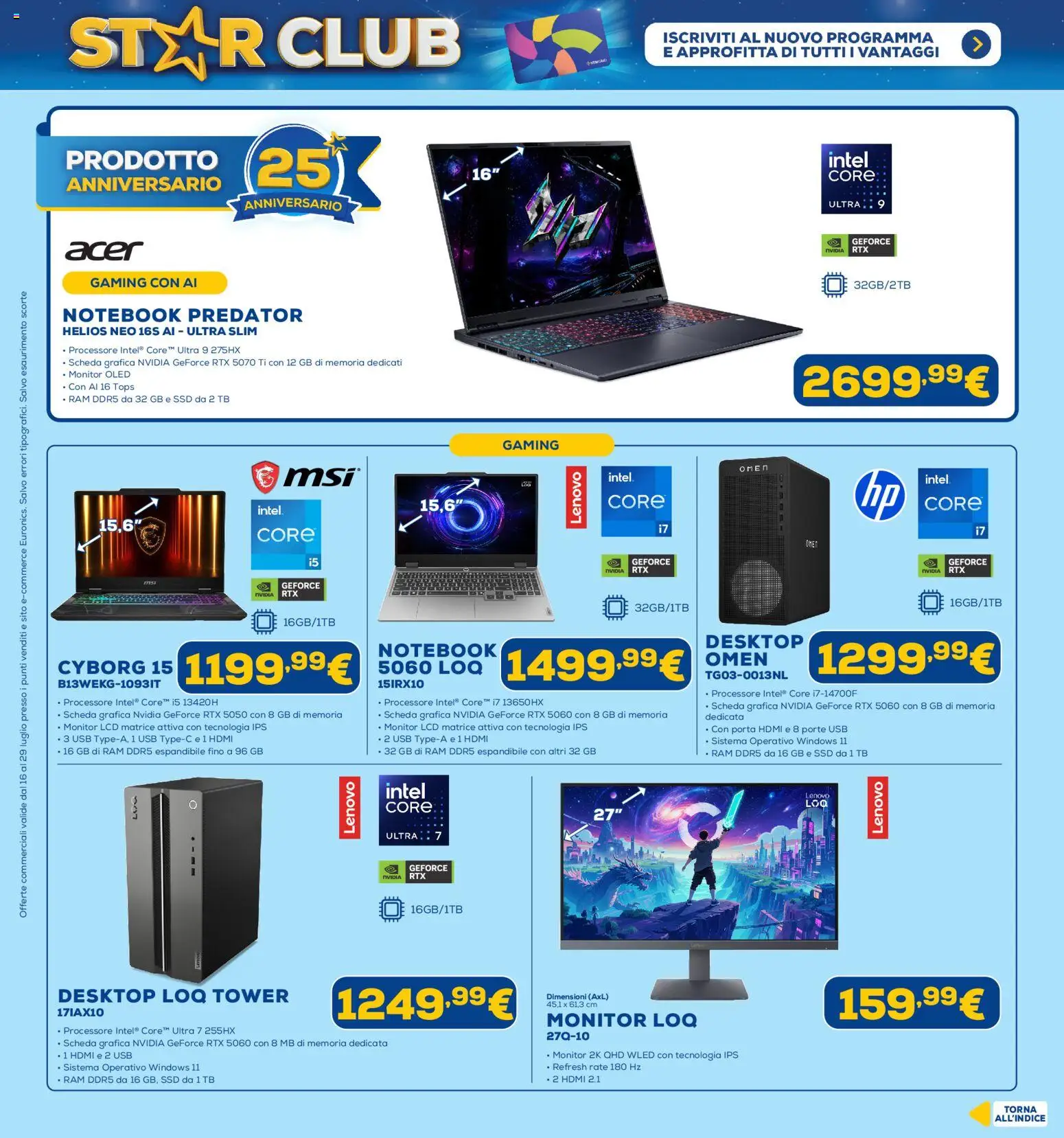 Volantino Euronics del 16/07/2026 | Pagina: 26 | Prodotti: Monitor, Notebook, USB