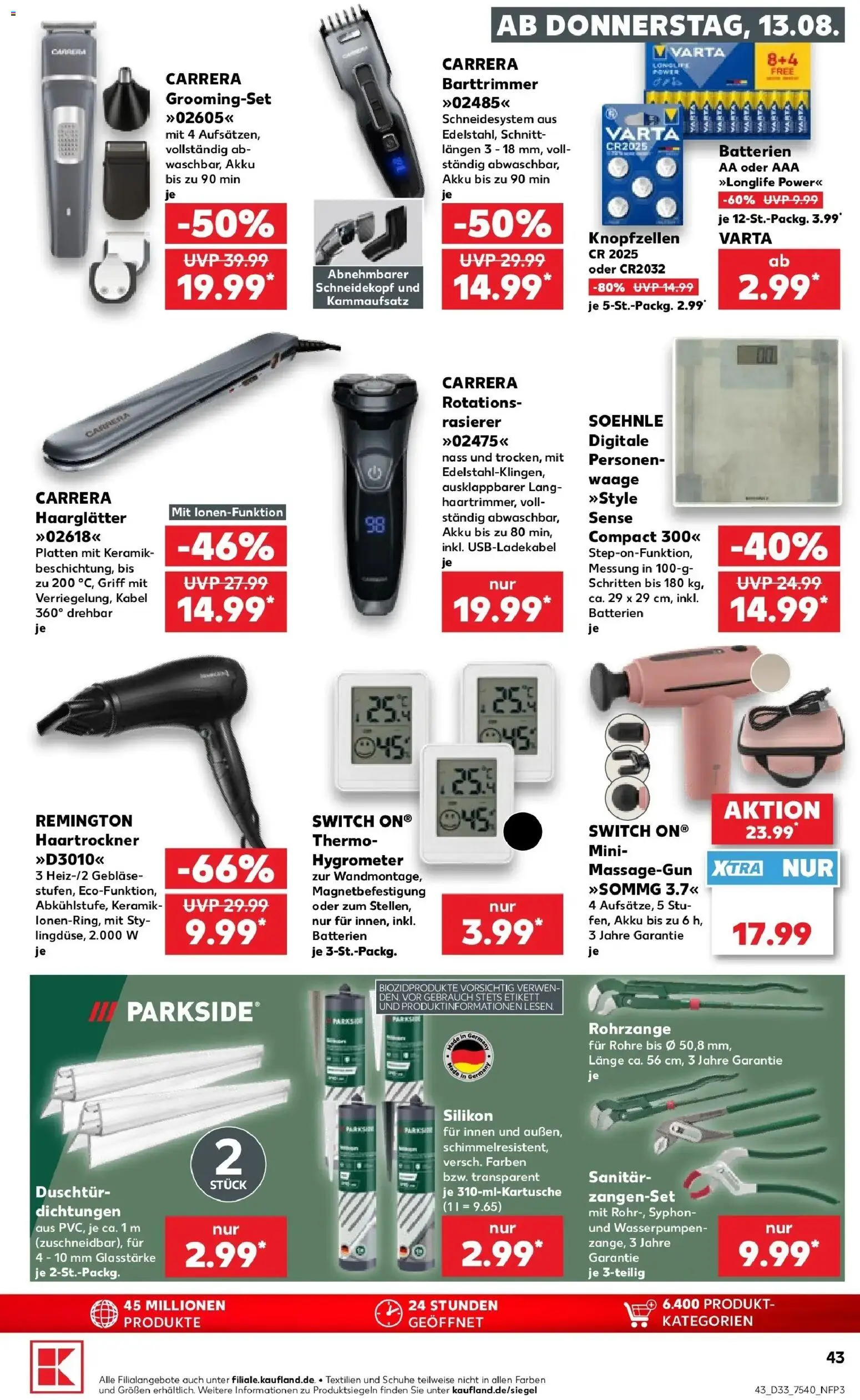 Prospekt Kaufland ab 10.08.2026 » Angebote Online zum Blättern | Seite: 56 | Produkte: Kabel, Rasierer, Haartrockner, Batterien