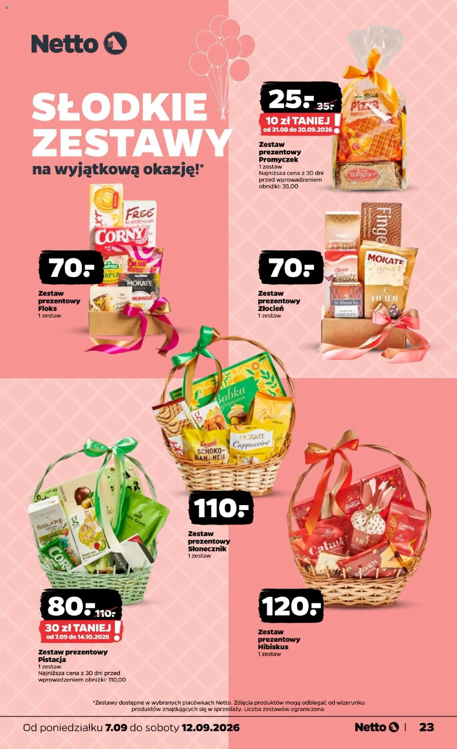 Netto gazetka od poniedziałku od 07.09.2026 | Strona: 23 | Produkty: Hibiskus, Cappuccino, Słonecznik, Babka