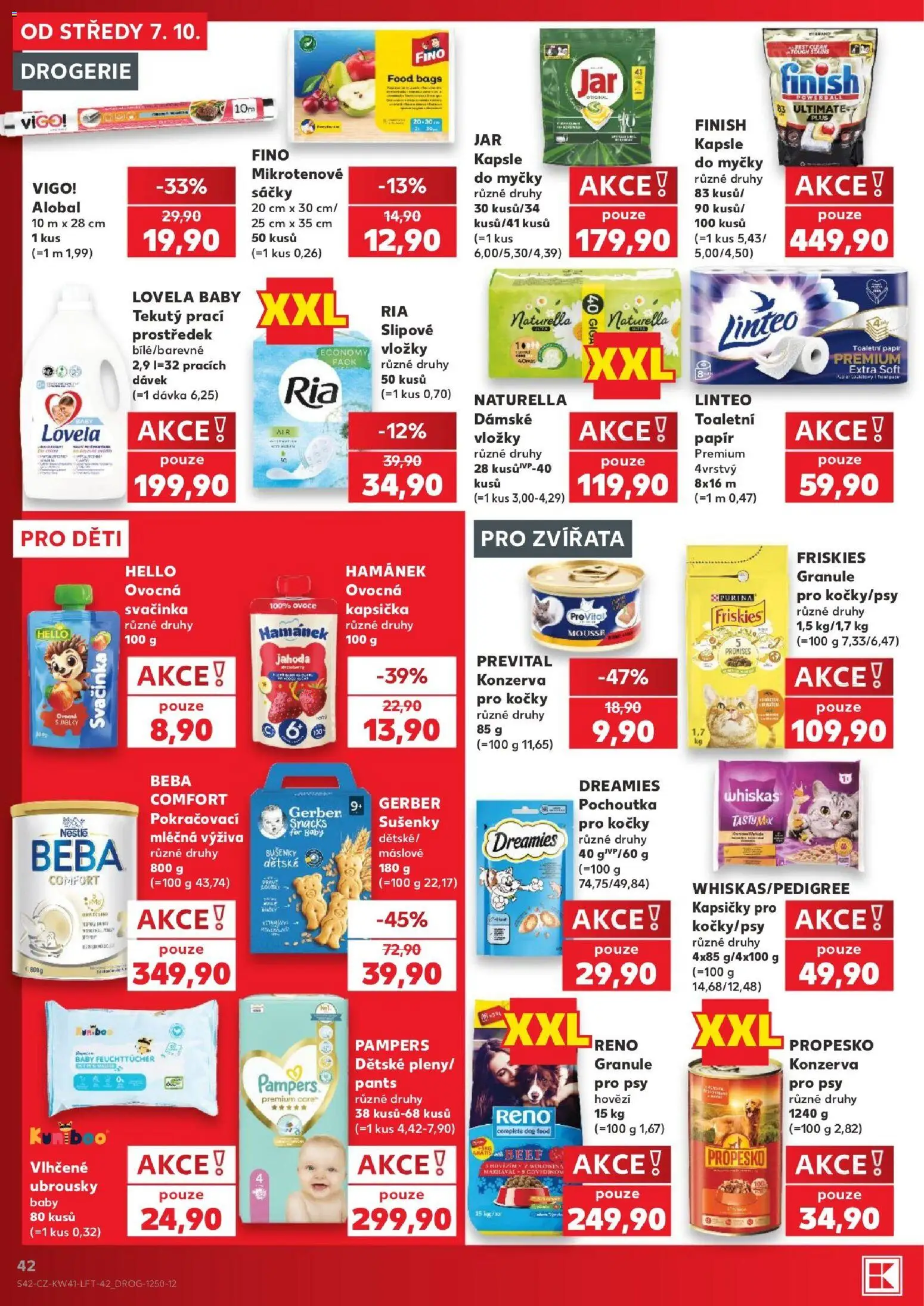 Kaufland leták - Praha 8 od 07.10.2026 | Strana: 42 | Produkty: Nestlé Beba, Jar kapsle, Toaletní papír, Drogerie