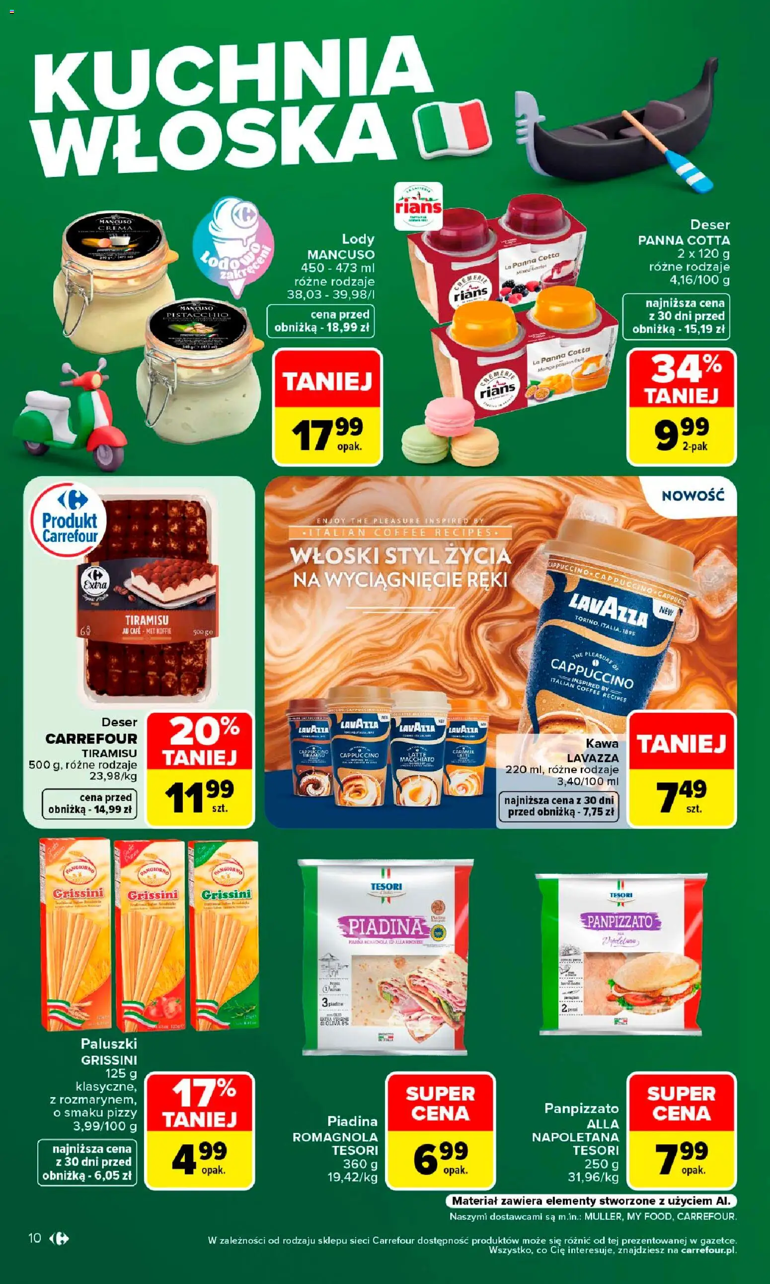 Carrefour gazetka - Kuchnia wloska od 10.08.2026 | Strona: 10 | Produkty: Deser, Lavazza, Cappuccino, Kawa