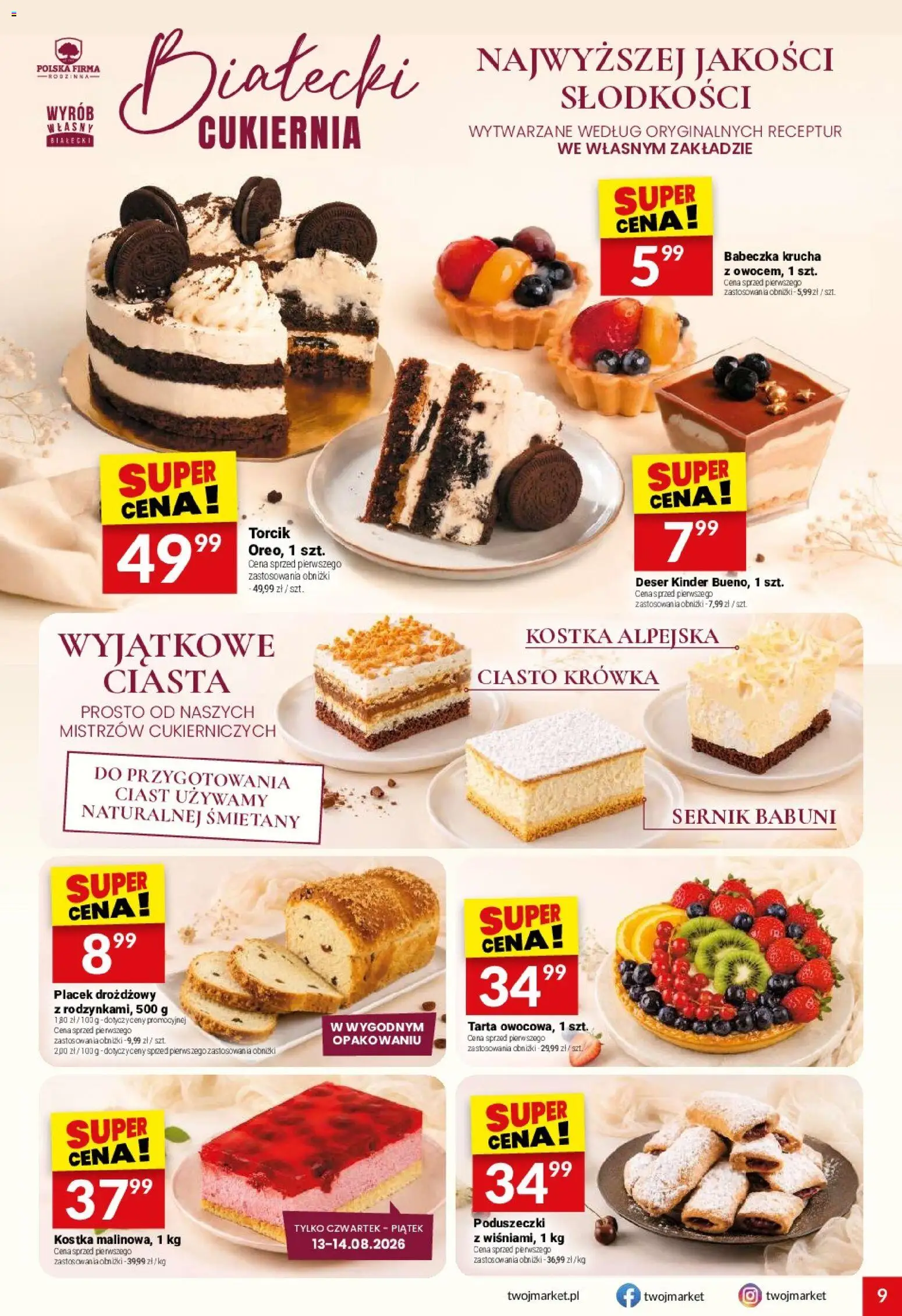Twój Market gazetka od 12.08.2026 | Strona: 9 | Produkty: Ciasto krówka, Ciasto, Deser, Krowka