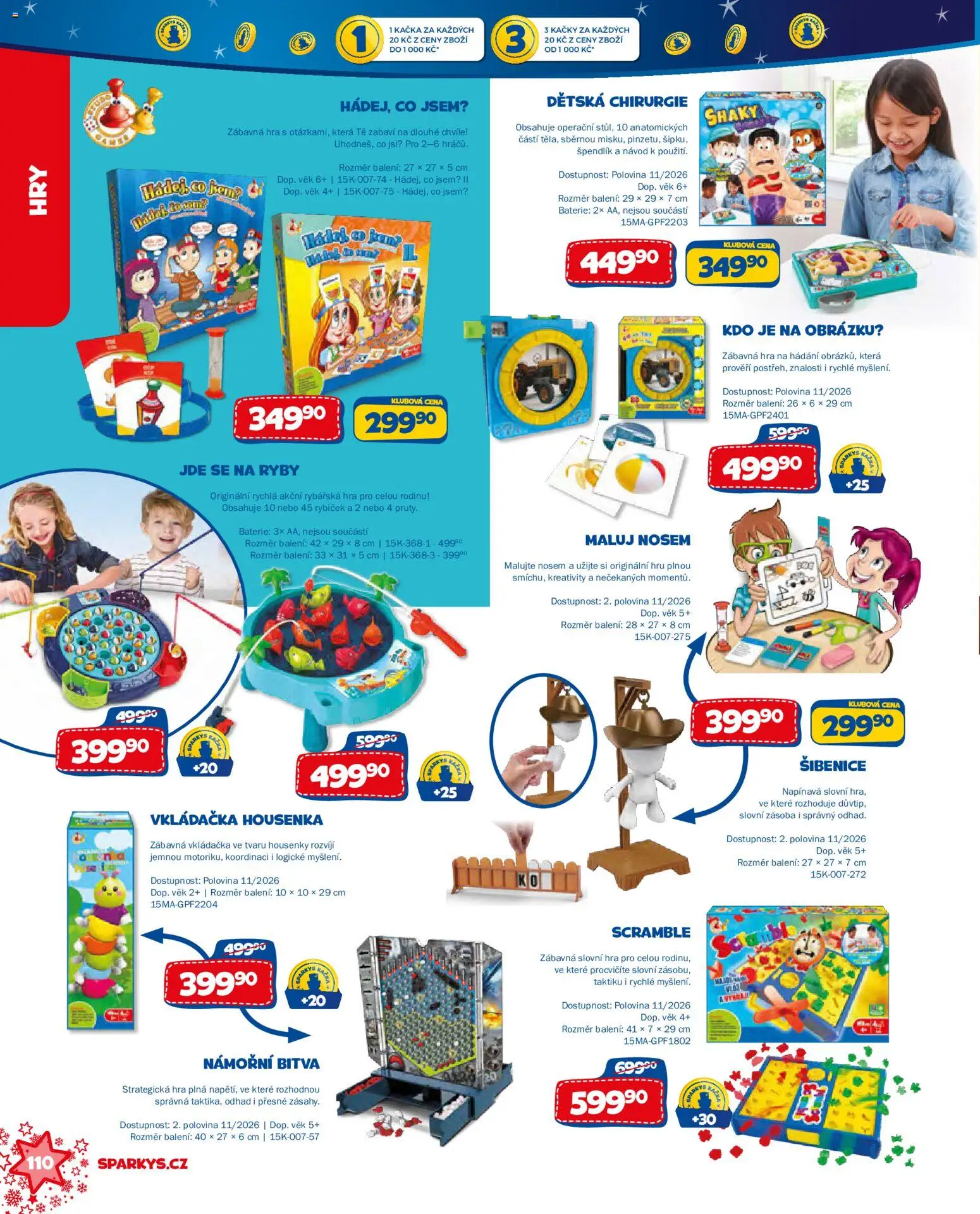 Sparkys katalog Vánoce 2026 od 01.10.2026 | Strana: 110 | Produkty: Vkládačka, Ryby, Hra, Baterie