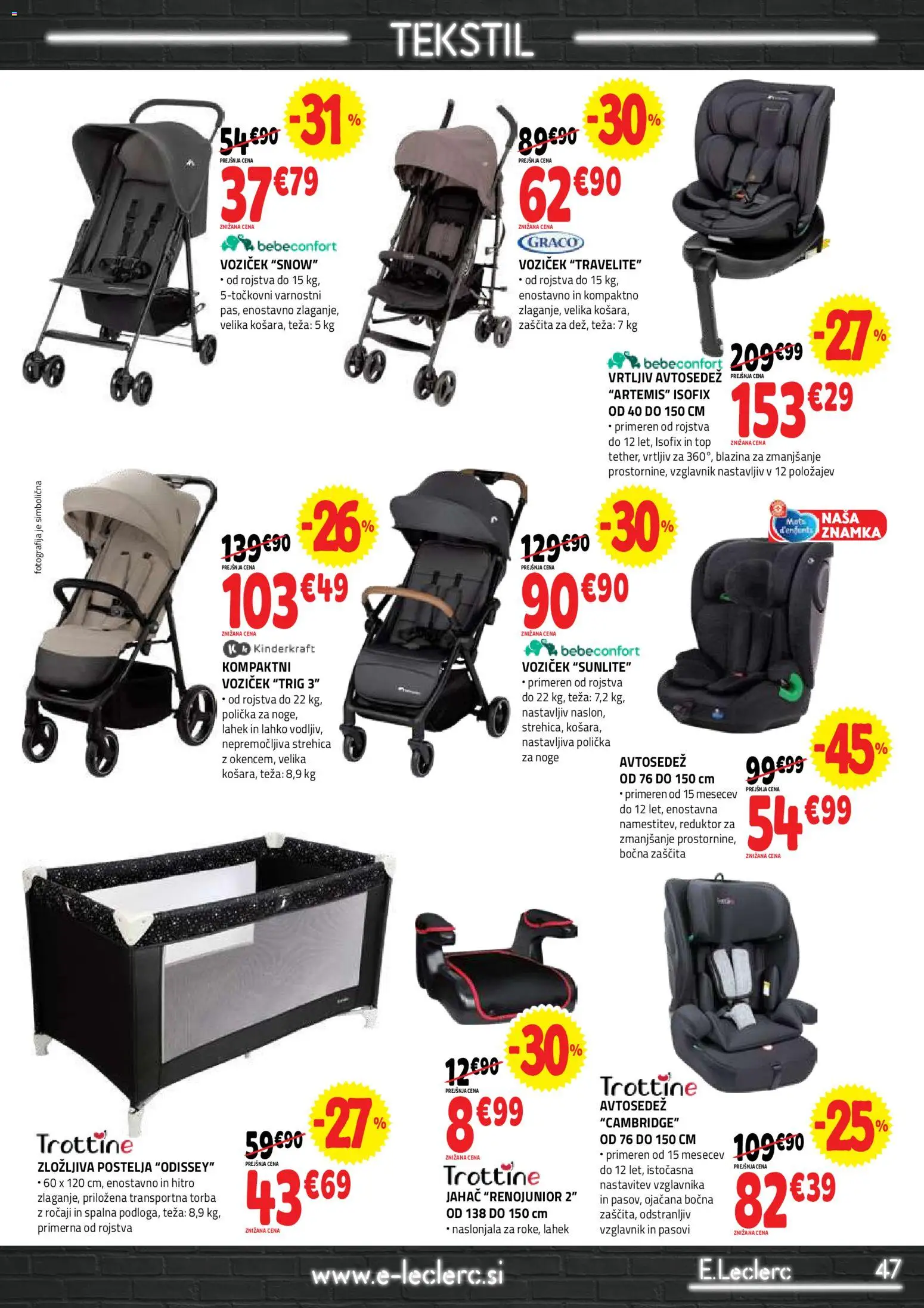 Novi E.leclerc katalog ponudbe – veljaven od 12.08.2026 | Stran: 47 | Izdelki: Torba, Vzglavnik, Postelja, Blazina