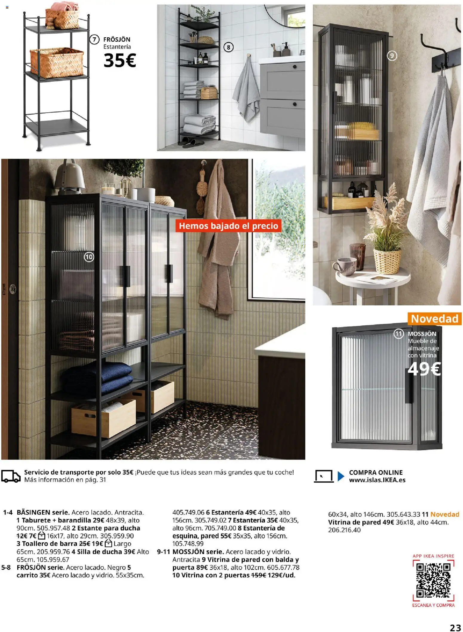 Catálogo IKEA Baňos │ válido desde el 01.02.2026 | Página: 23 | Productos: Taburete, Almacenaje, Silla, Ducha