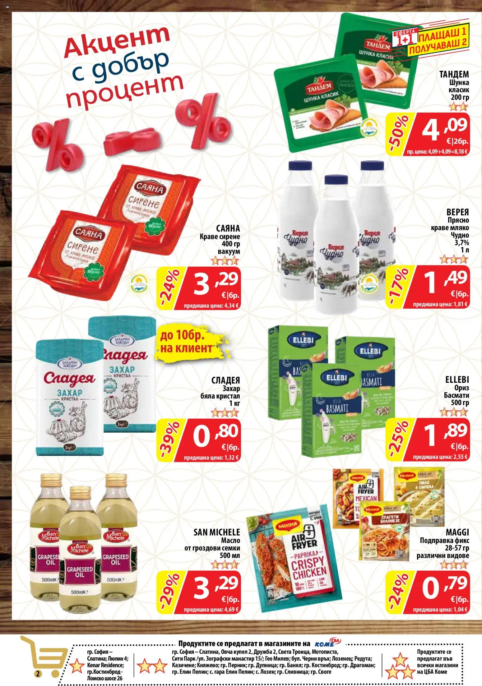 {H1} | Страница: 2 | Продукти: Ориз, Захар, Сирене, Подправка