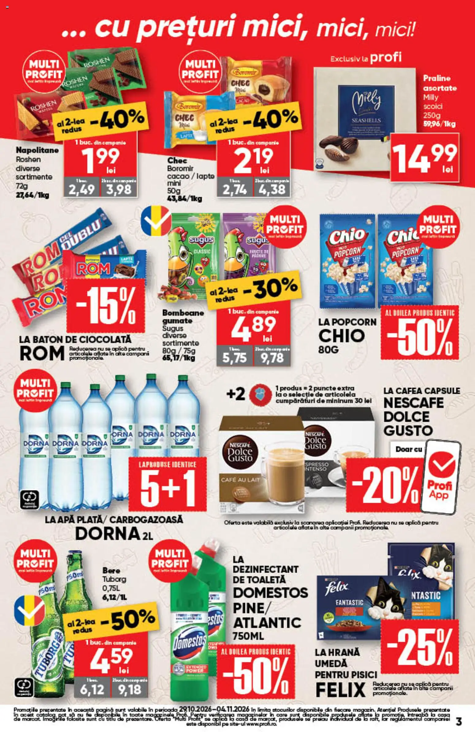 Noul catalog Profi – valabil de la 29.10.2026 | Pagină: 3 | Produse: Baton de ciocolata, Toaletă, Mici, Bere