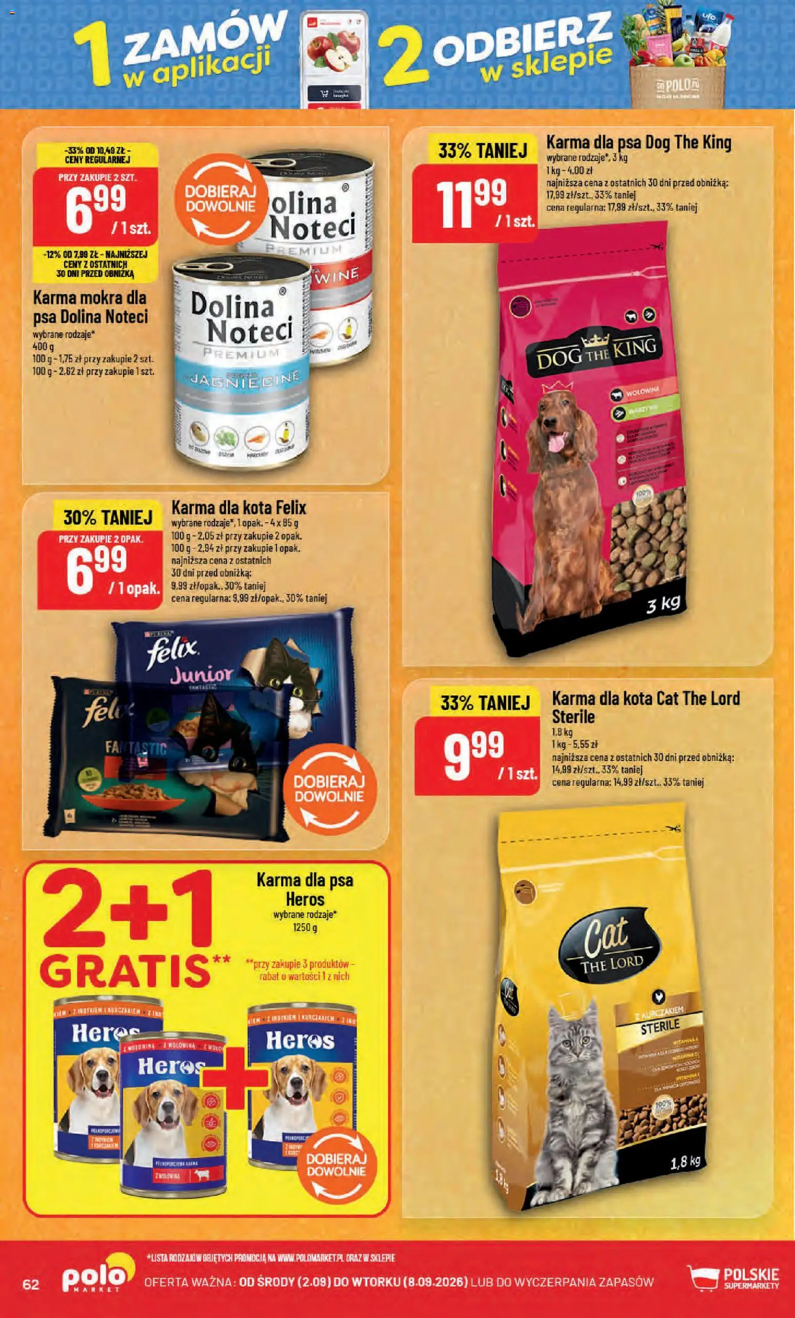 POLOmarket gazetka od 02.09.2026 | Strona: 62 | Produkty: Karma dla kota, Karma dla psa, Karma, Dolina noteci