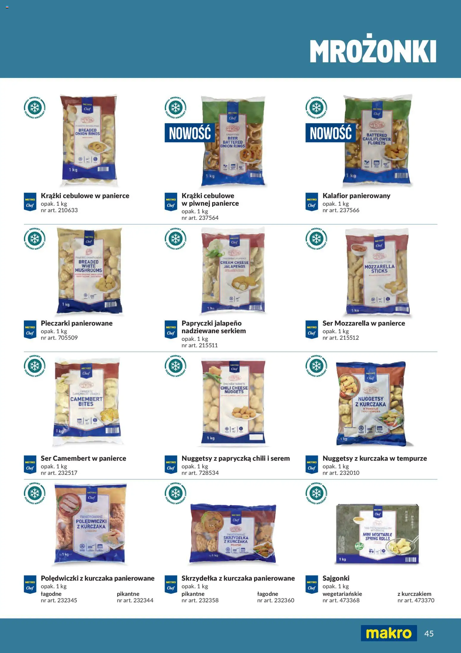 Makro gazetka - Produktów marek własnych dla profesjonalnej Gastronomii od 01.03.2026 | Strona: 45 | Produkty: Chili, Pieczarki, Papryczki jalapeno, Sajgonki