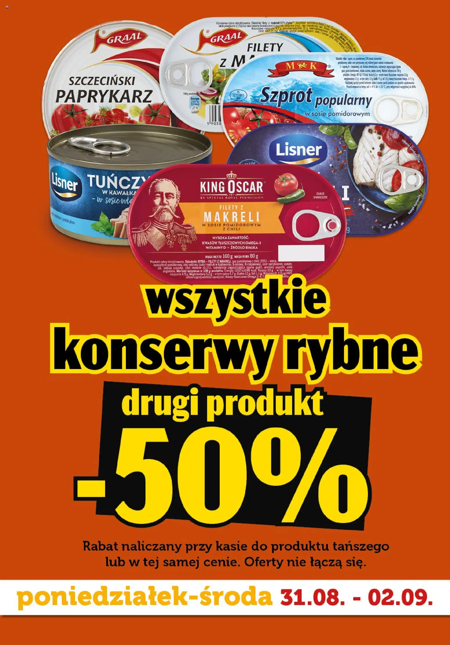 Topaz gazetka - Superstart tygodnia od 31.08.2026 | Strona: 4 | Produkty: Rybna, Konserwy rybne, Filety z makreli w sosie pomidorowym, Olej