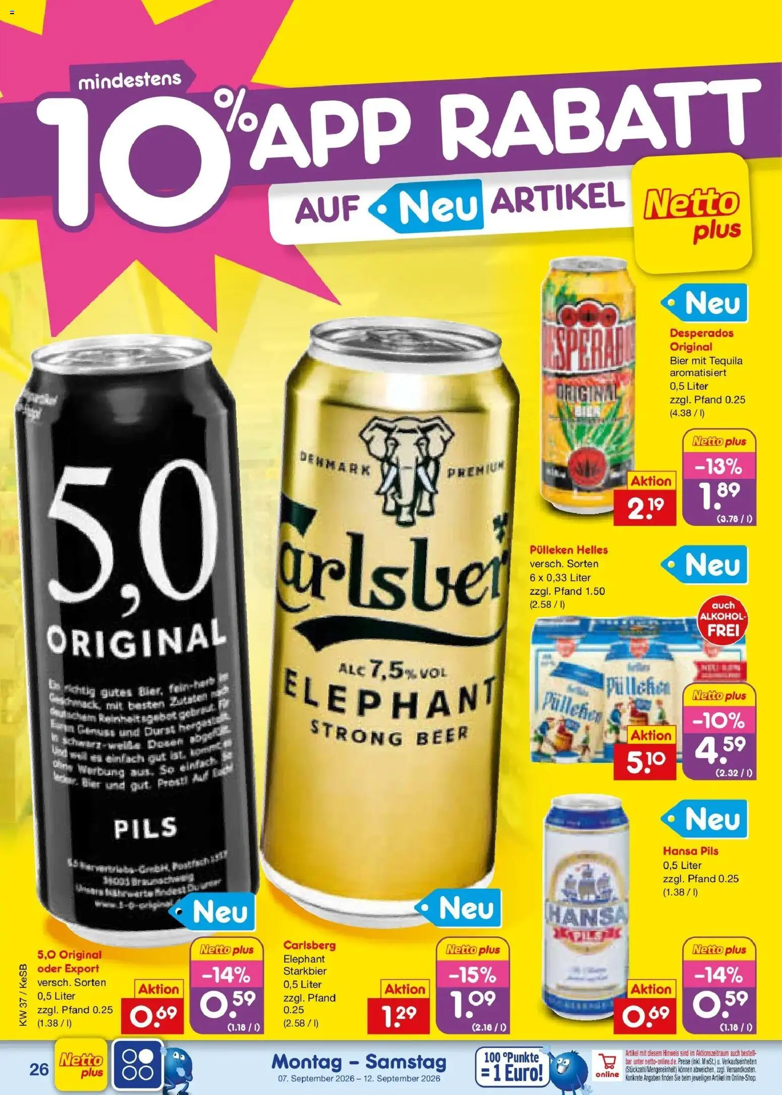 Netto Marken-Discount Prospekt Koblenz – gültig ab 07.09.2026 | Seite: 38 | Produkte: Carlsberg, Pils, Tequila, Alkohol