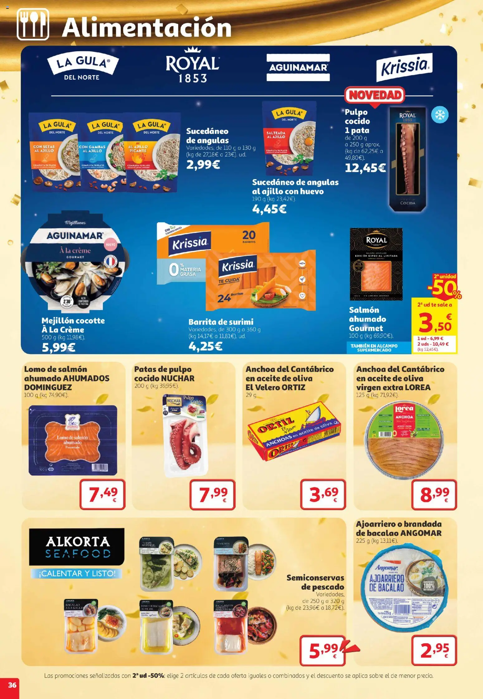 Alcampo folleto Telde │ válido desde el 22/10/2026 | Página: 36 | Productos: Anchoas, Lomo, Té, Salmón