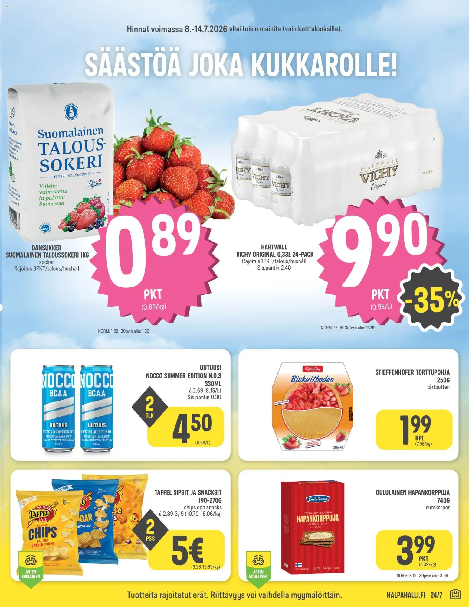Halpa Halli tarjoukset – voimassa 08/07/2026 alkaen | Sivu: 3 | Tuotteet: Taloussokeri, Voi