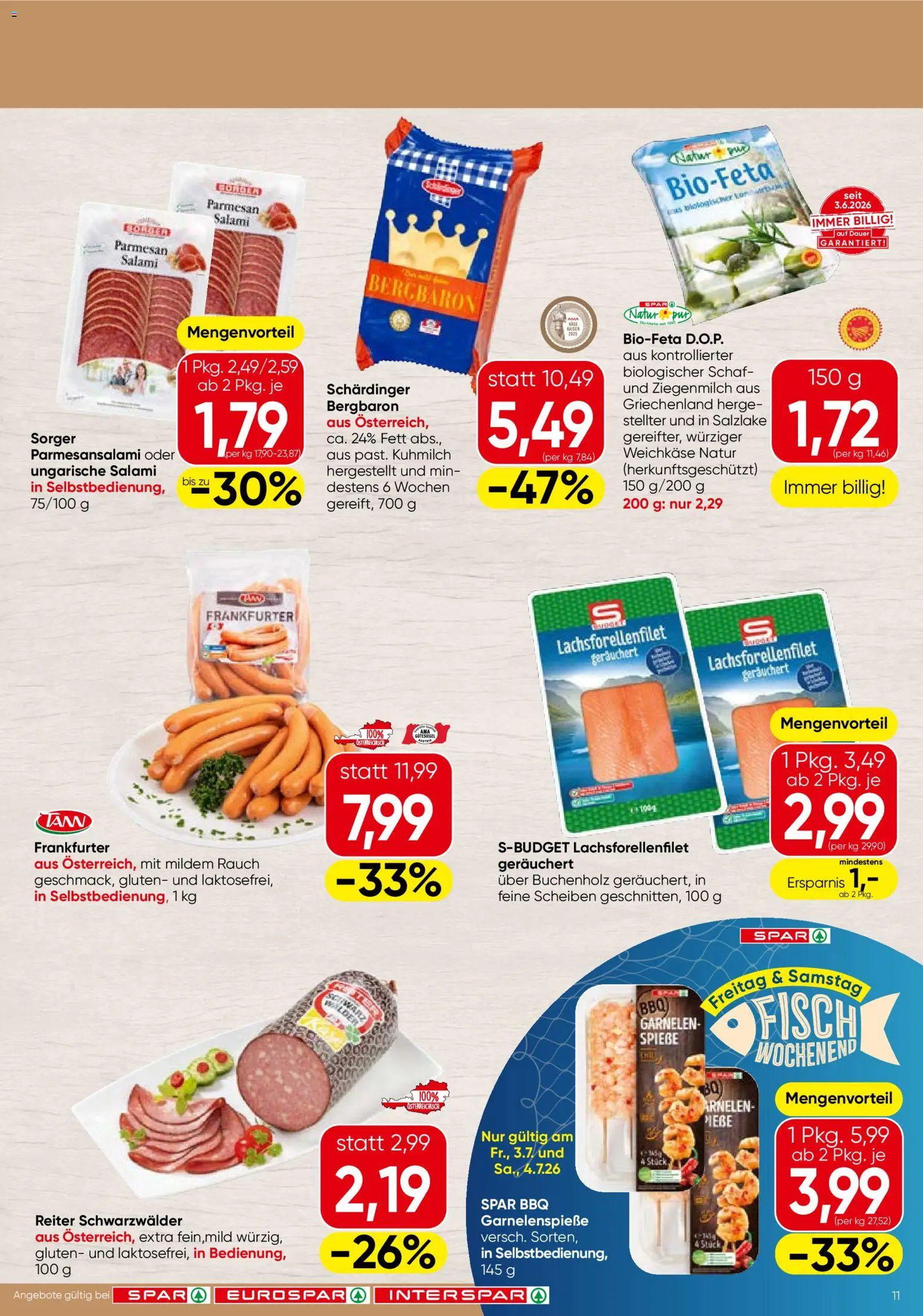 Spar Flugblatt - Wien gültig ab 01.07.2026 | Seite: 11 | Produkte: Salami, Fisch