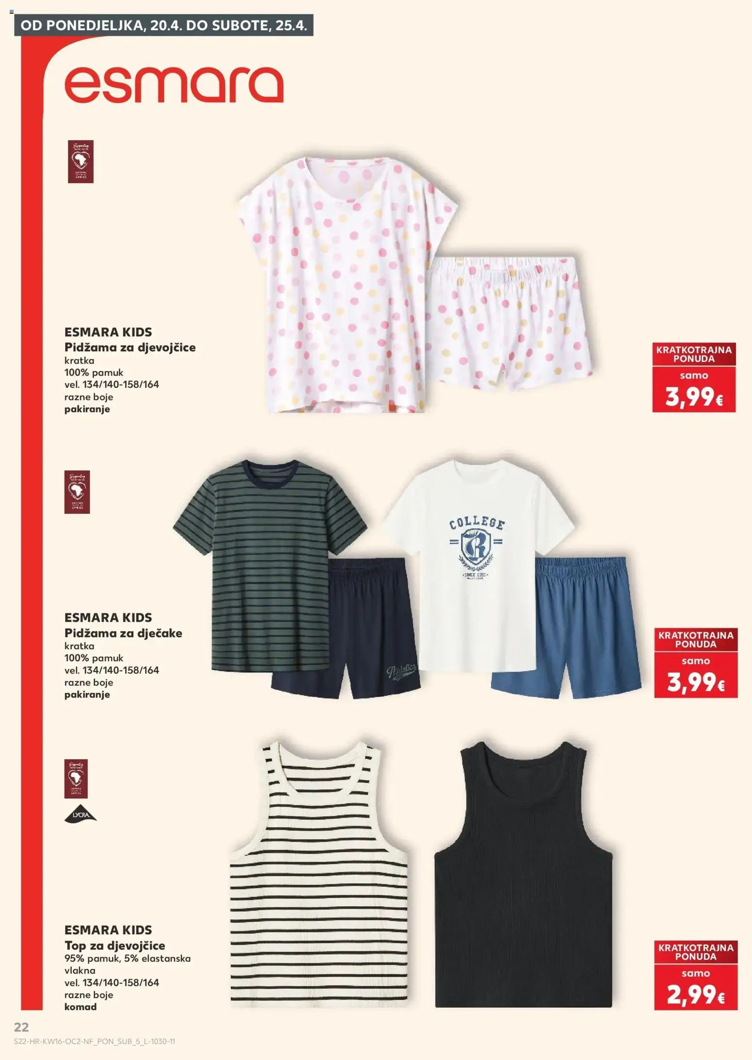 Kaufland katalog | vrijedi od 15.04.2026 | Stranica: 22 | Proizvodi: Pidžama