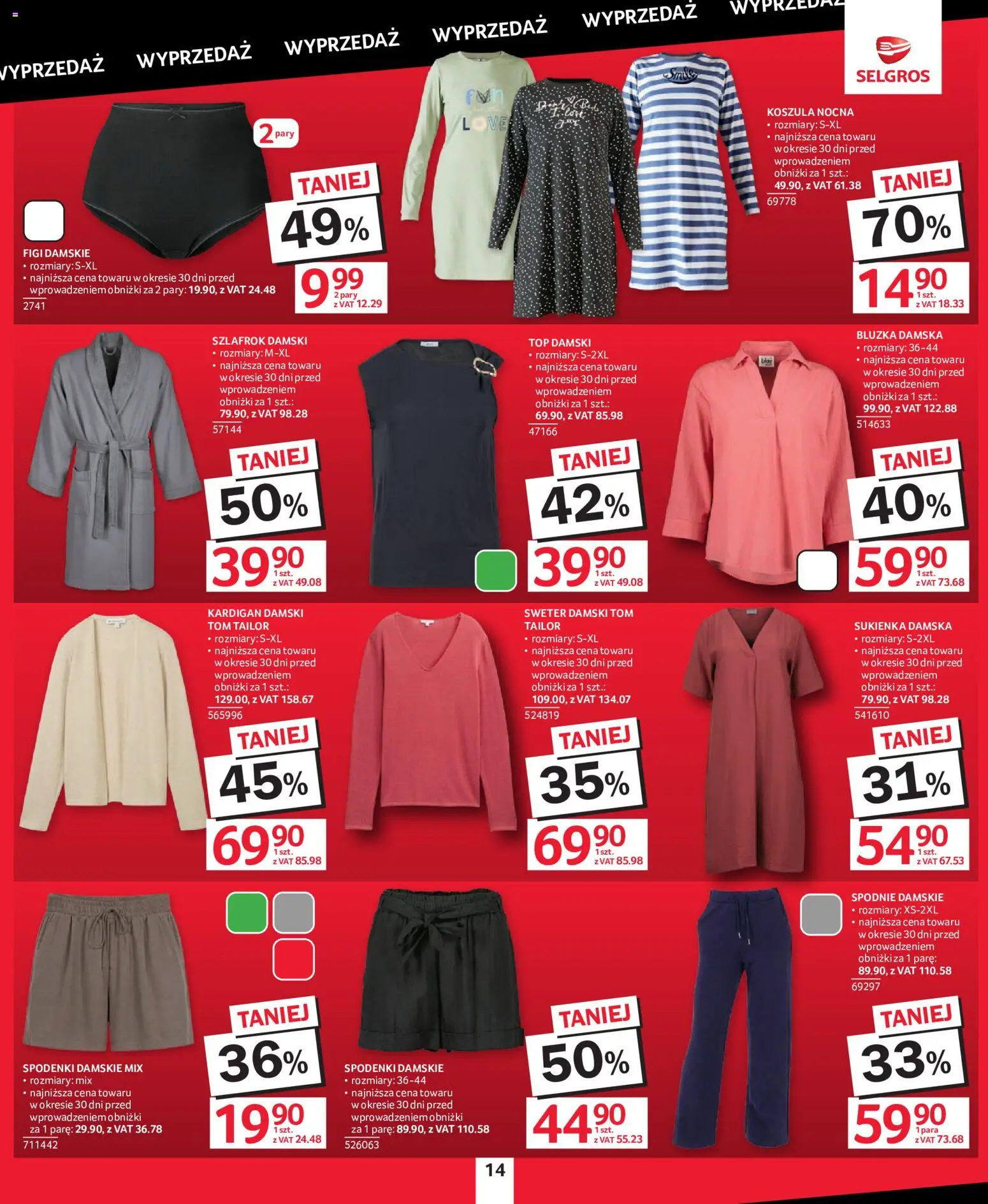 Selgros cash&carry gazetka - Totalna Wyprzedaż od 27.08.2026 | Strona: 14 | Produkty: Bluzka, Sweter, Szlafrok, Kardigan