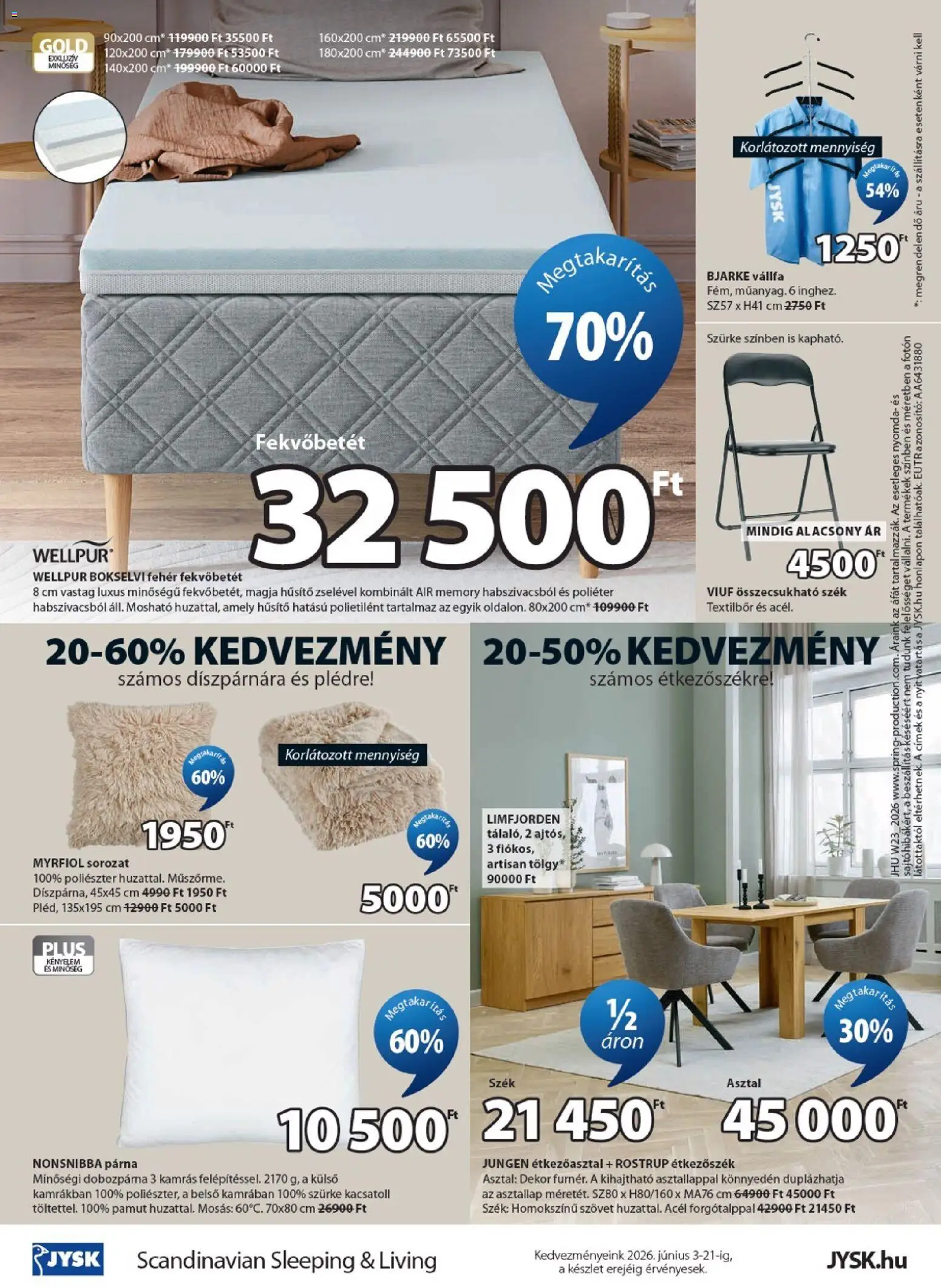 JYSK akciós ujság - amely érvényes a következő dátumtól: 03.06.2026 | Oldal: 24 | Termékek: Vállfa, Párna, Asztal, Étkezőszék