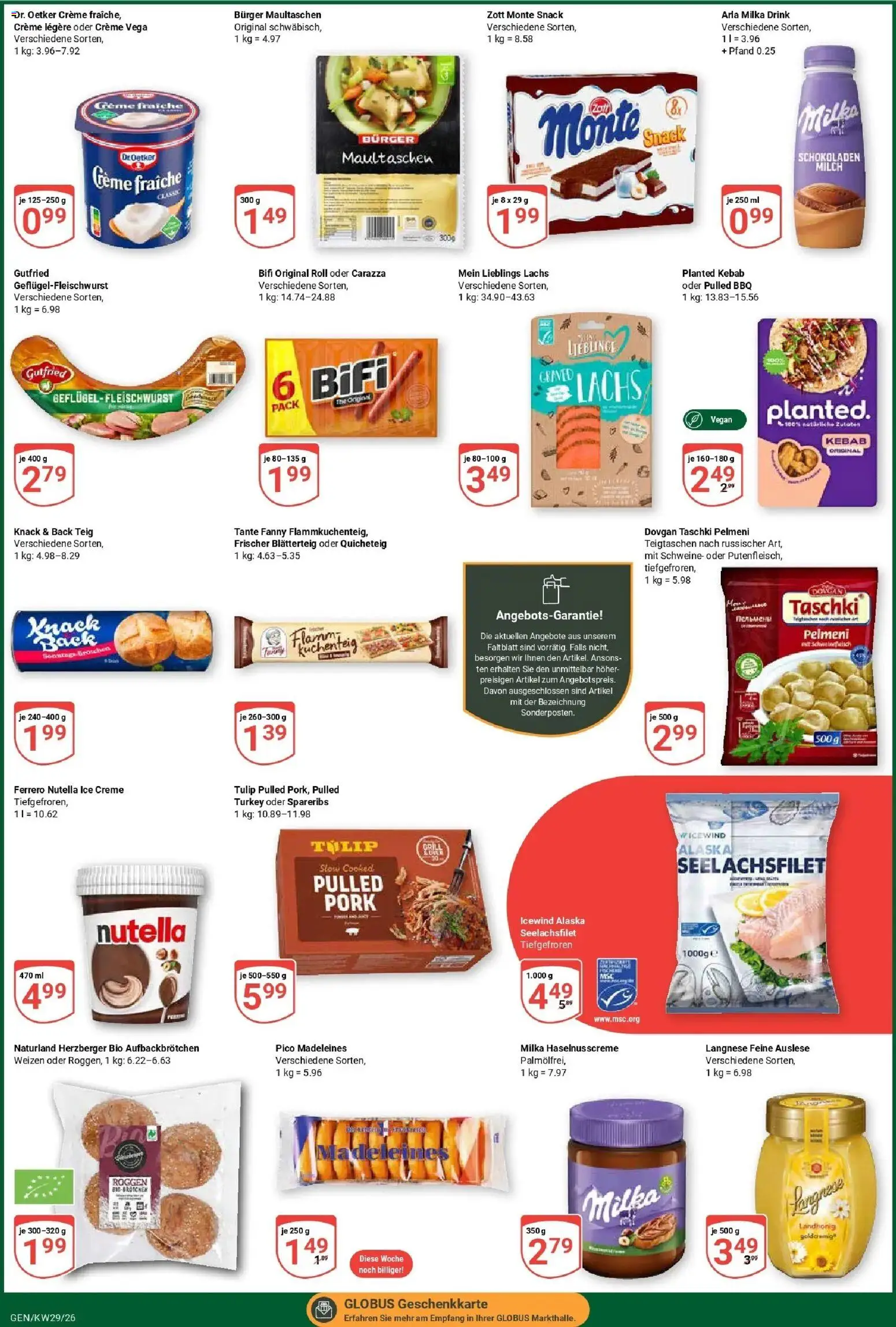 Globus Prospekt Gensingen – gültig ab 13.07.2026 | Seite: 3 | Produkte: Bifi, Creme, Lachs, Maultaschen