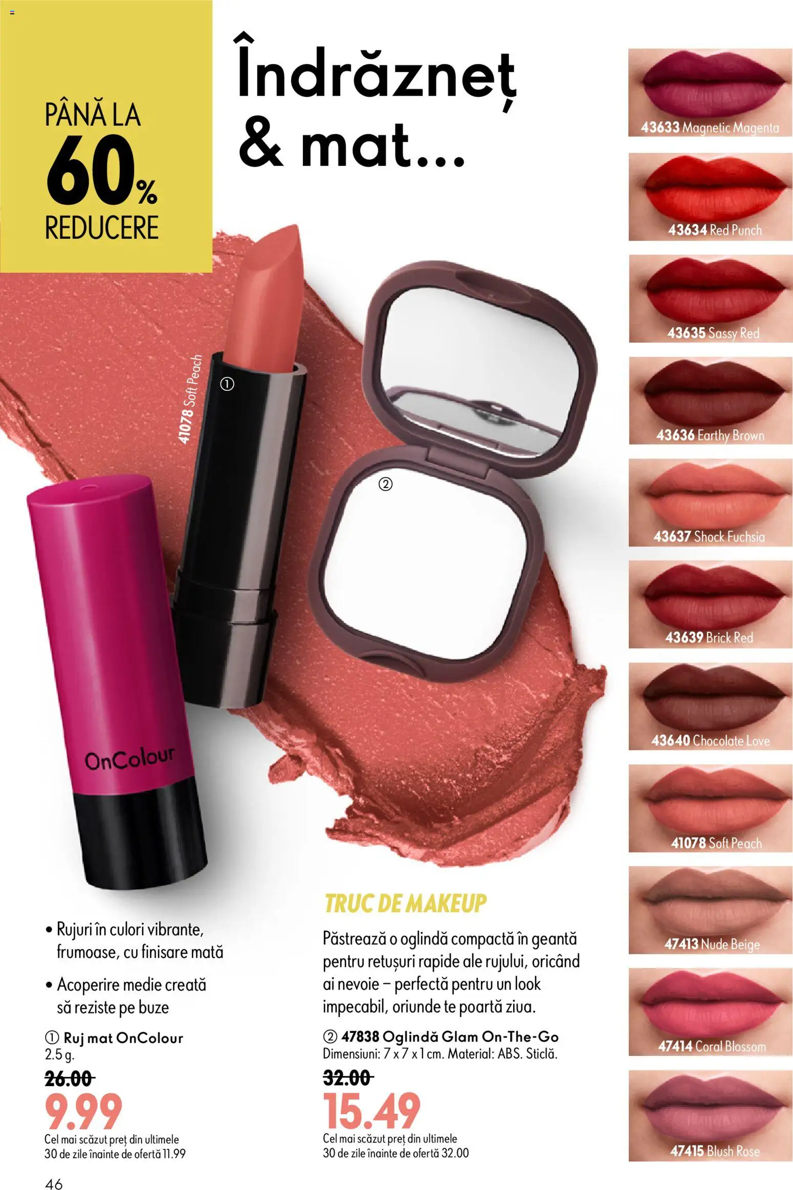 Noul catalog Oriflame – valabil de la 29.07.2026 | Pagină: 46 | Produse: Geantă, Oglindă, Blush, Ruj