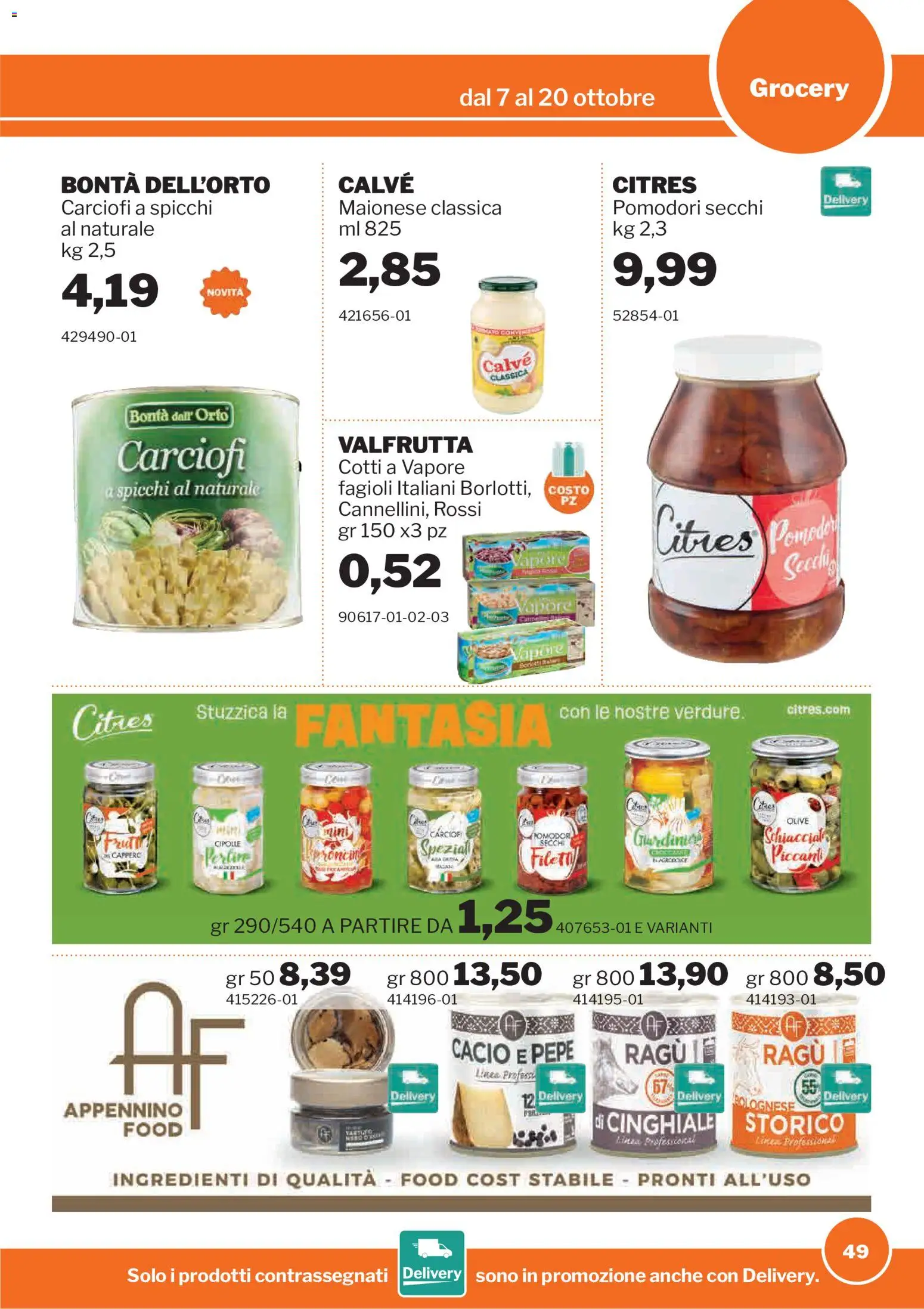 Volantino Sogegross del 07/10/2026 | Pagina: 49 | Prodotti: Cipolle, Pomodoro, Olive, Pomodori