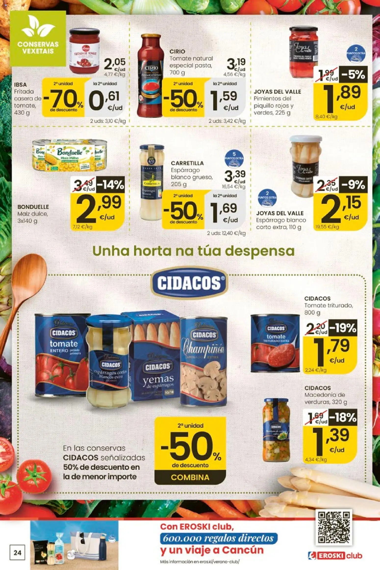 Eroski Ofertóns de verán │ válido desde el 11.06.2026 | Página: 24 | Productos: Νερό καρύδας, Tomate triturado