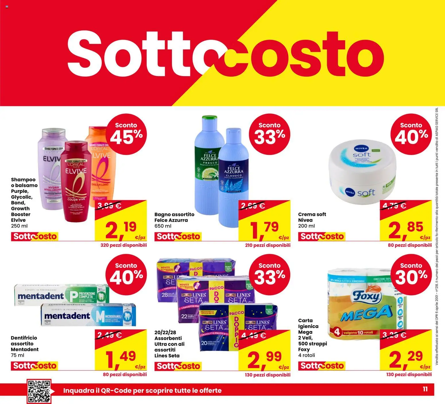 Volantino Despar del 22/10/2026 | Pagina: 11 | Prodotti: Balsamo, Dentifricio, Assorbenti, Bagno