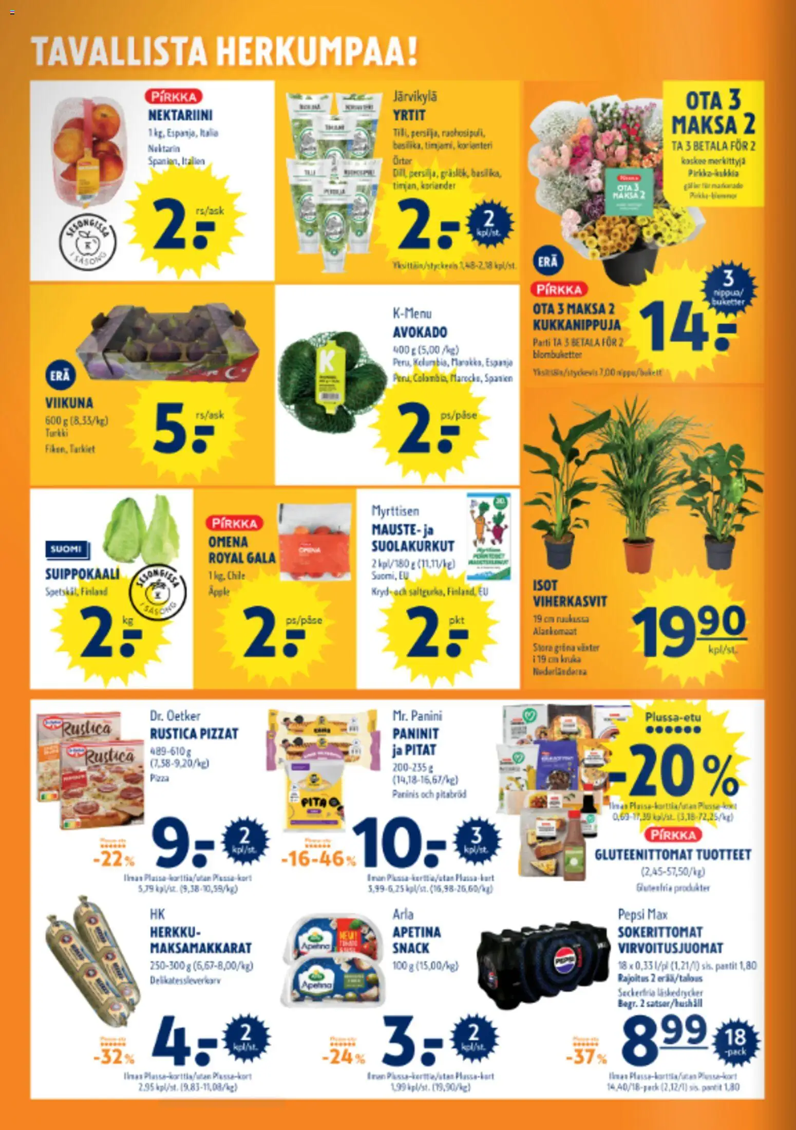 K-Supermarket tarjoukset – voimassa 03/09/2026 alkaen | Sivu: 2 | Tuotteet: Suolakurkut, Avokado, Korianteri, Pizza