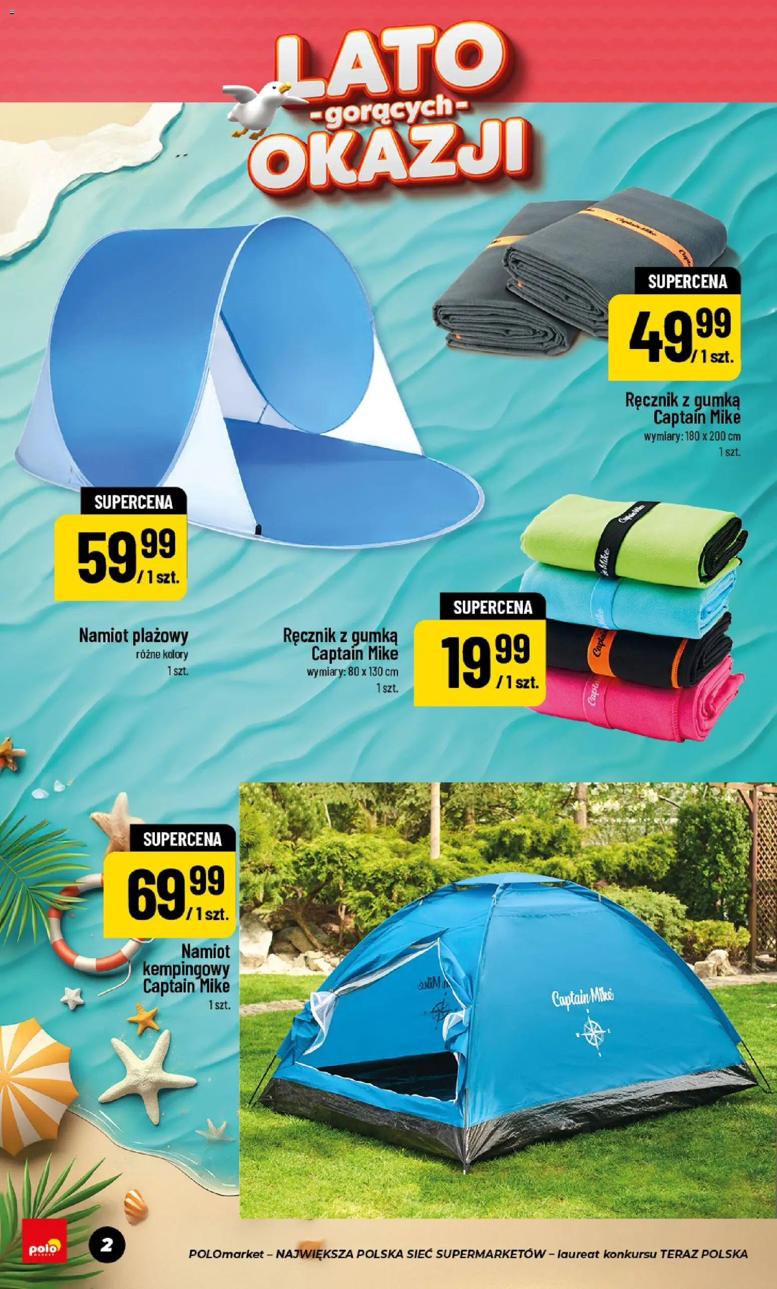 Nowa POLOmarket gazetka od jutra 24.06.2026 | Strona: 2 | Produkty: Namiot plażowy
