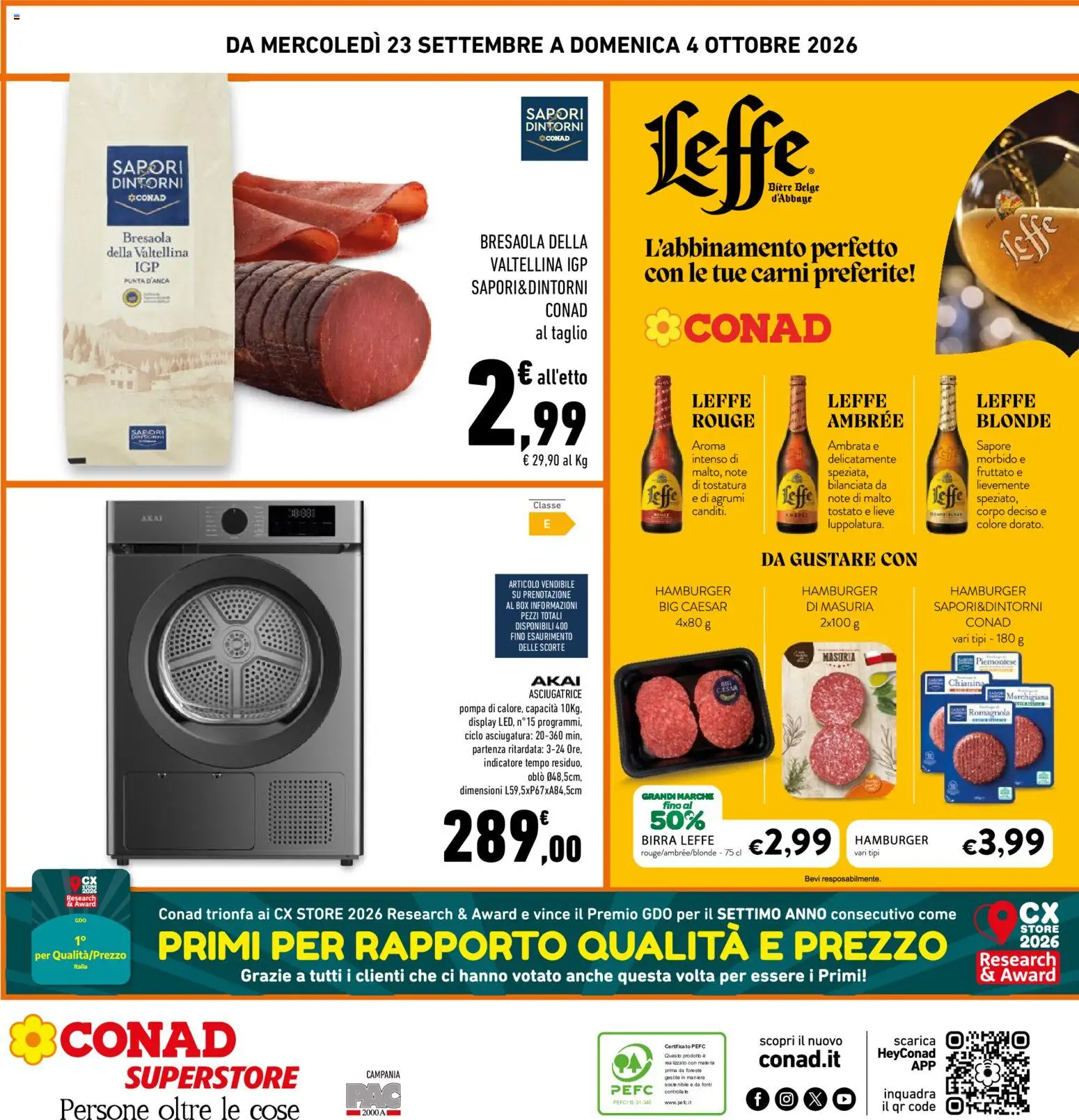 Volantino Conad del 23/09/2026 | Pagina: 32 | Prodotti: Bresaola, Taglio, Agrumi, Asciugatrice