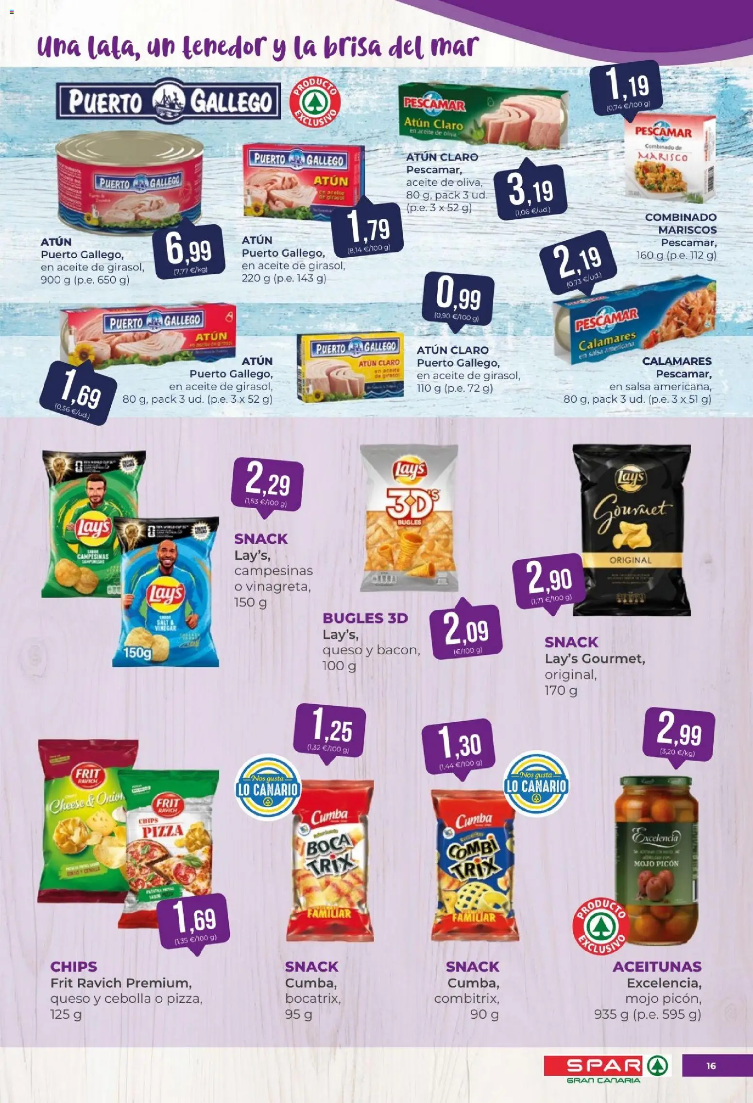 Spar folleto │ válido desde el 24/07/2026 | Página: 16 | Productos: Calamares, Queso, Aceite de oliva, Aceite de girasol