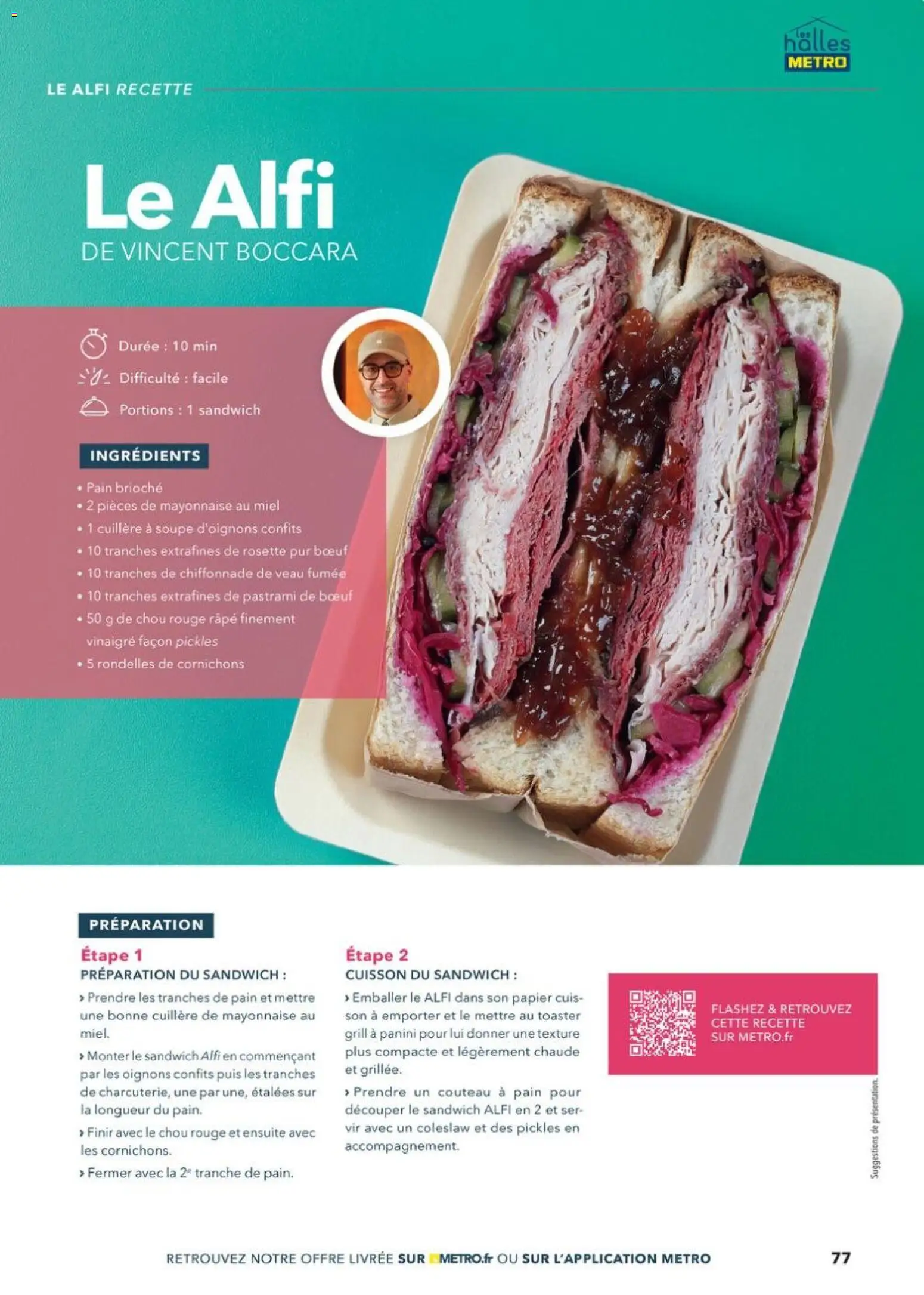{H1} | Page: 77 | Produits: Chou rouge, Sandwich, Toaster, Oignons