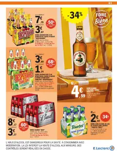 E.Leclerc - Prévisualisation de BIÈRE BLONDE ITALIENNE "BIRRA MORETTI", 4.60% vol. 6 x 33 cl (1.98 L). Le L : 2,32 €. valide à partir de 09.06.2026 | Page: 63