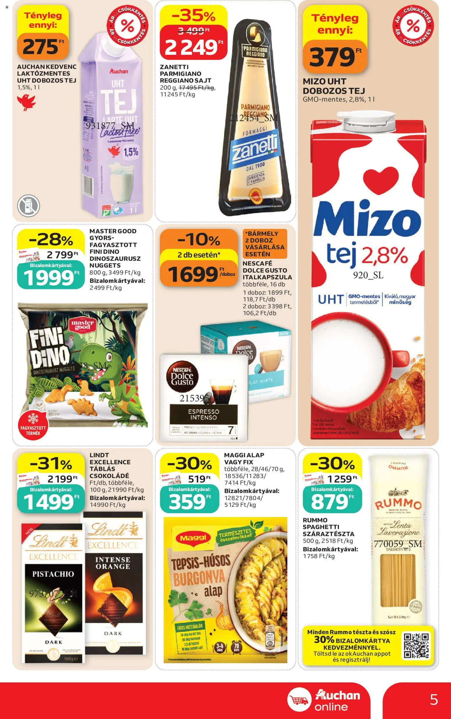 Auchan akciós ujság - amely érvényes a következő dátumtól: 2026.08.06. | Oldal: 5 | Termékek: Darált hús, Dolce Gusto, Csokoládé, Száraztészta