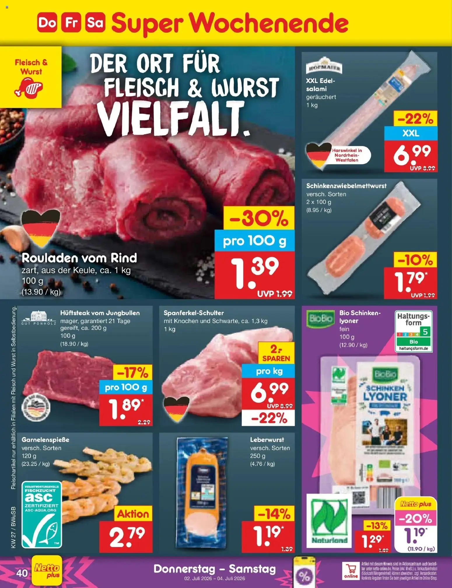 Netto Marken-Discount Prospekt Stemwede-Dielingen – gültig ab 29.06.2026 | Seite: 58 | Produkte: Wurst, Schinken, Fleisch