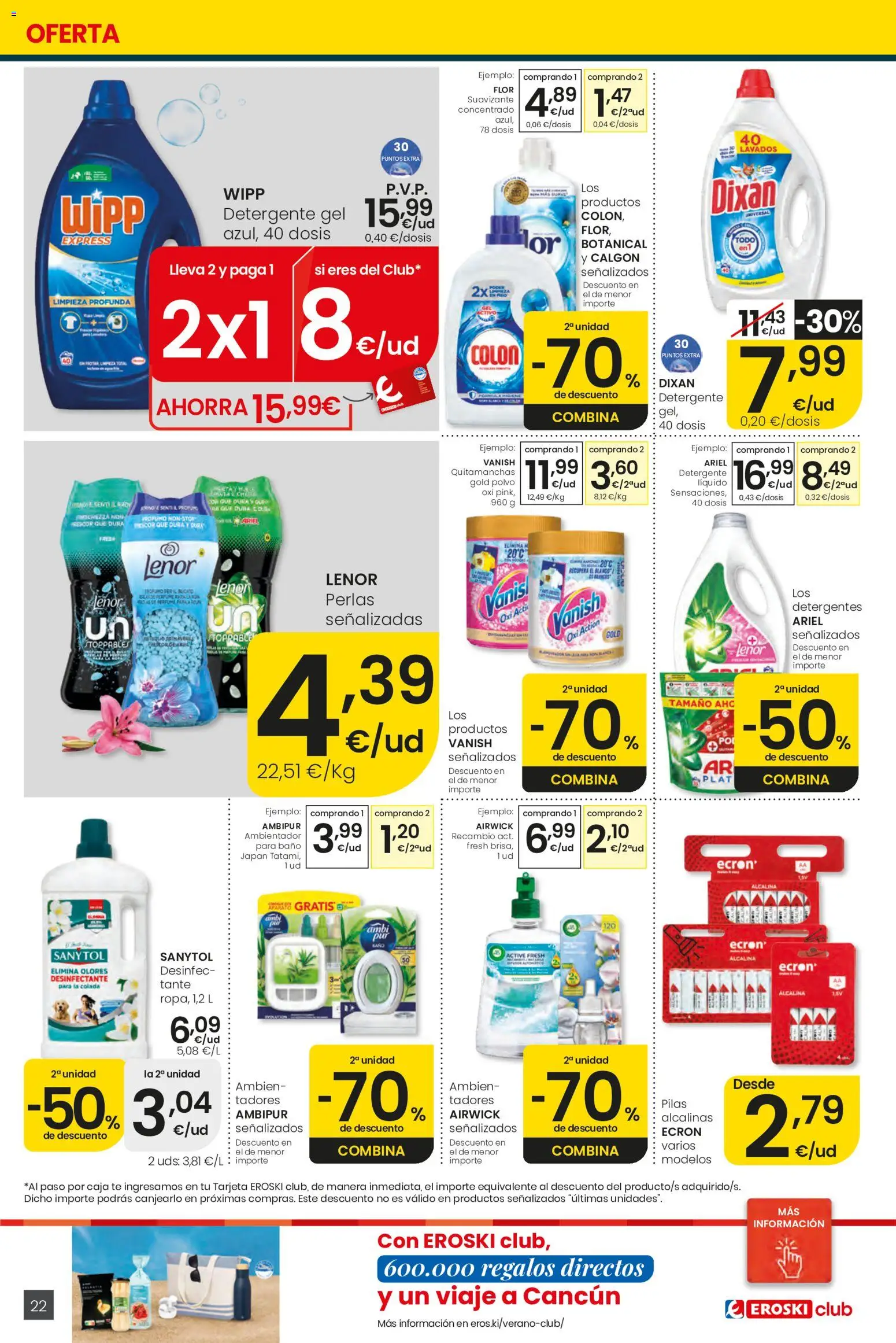 Eroski Ofertones de verano Center │ válido desde el 11.06.2026 | Página: 22 | Productos: Té, Detergente líquido, Suavizante, Baño