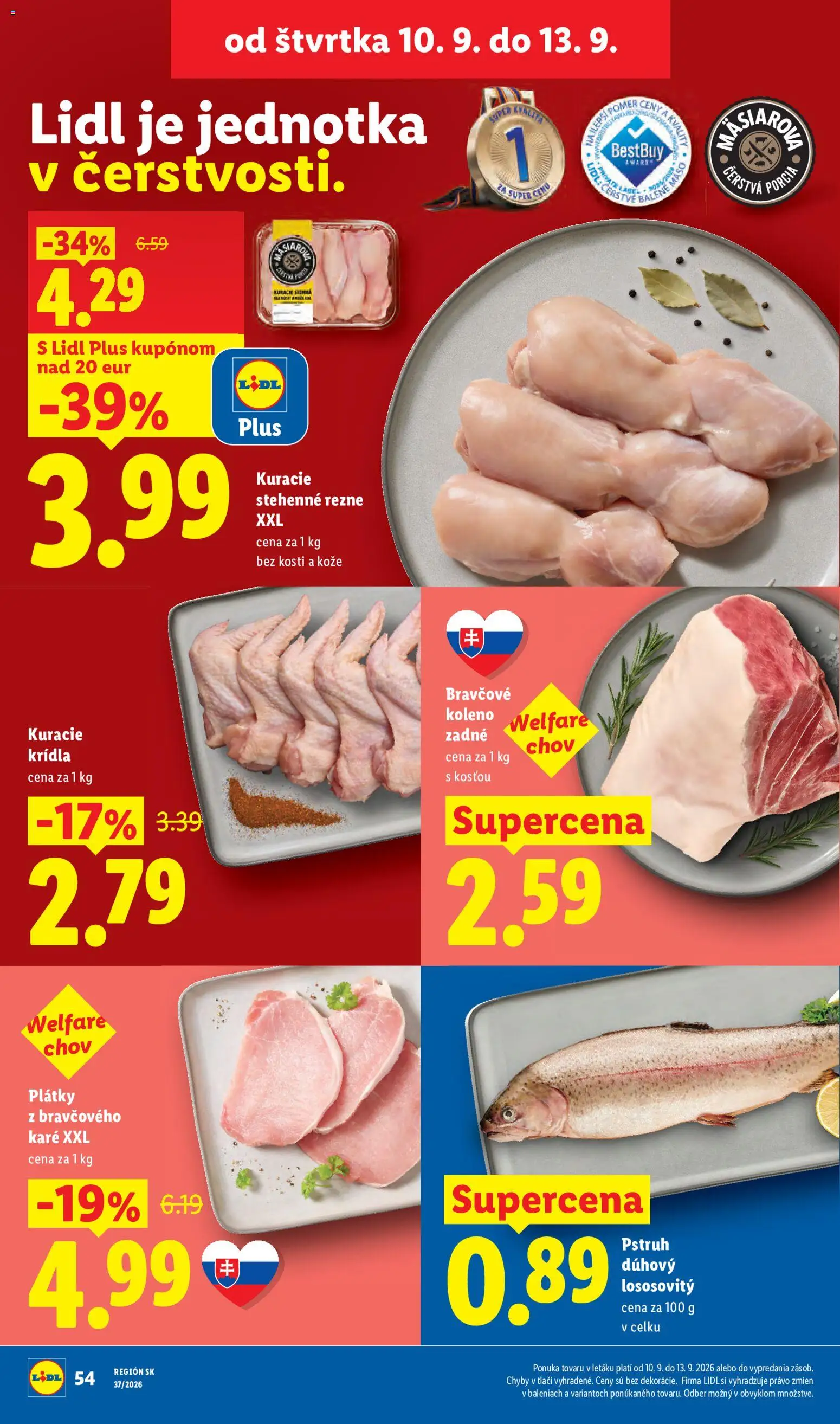 Nové Lidl akcie – leták je platný od 07.09.2026 | Strana: 66 | Produkty: Koleno, Kuracie stehenné rezne, Kuracie krídla, Stehenné rezne