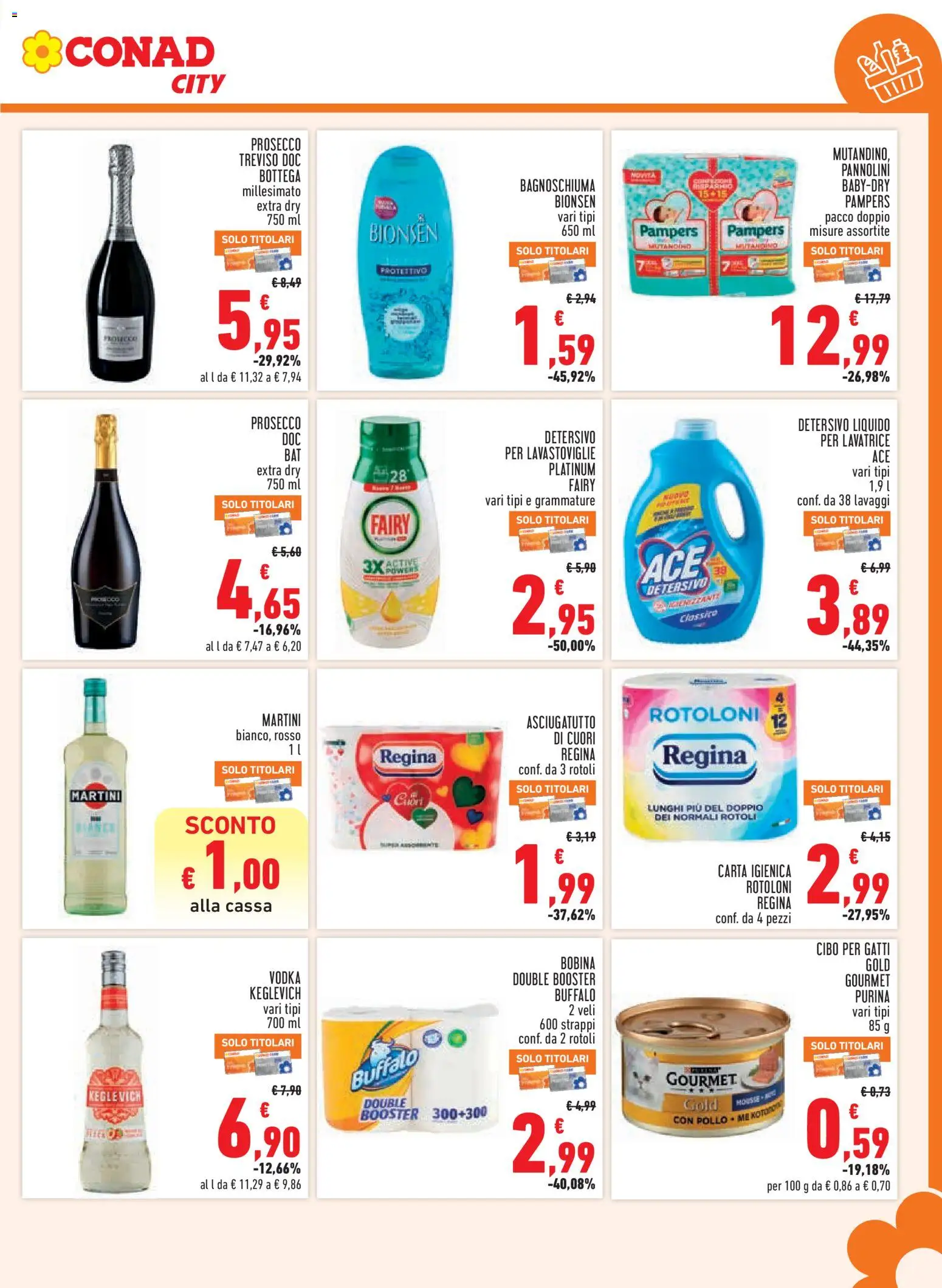 Volantino Conad del 29/07/2026 | Pagina: 13 | Prodotti: Carta igienica, Lavastoviglie, Pampers, Asciugatutto